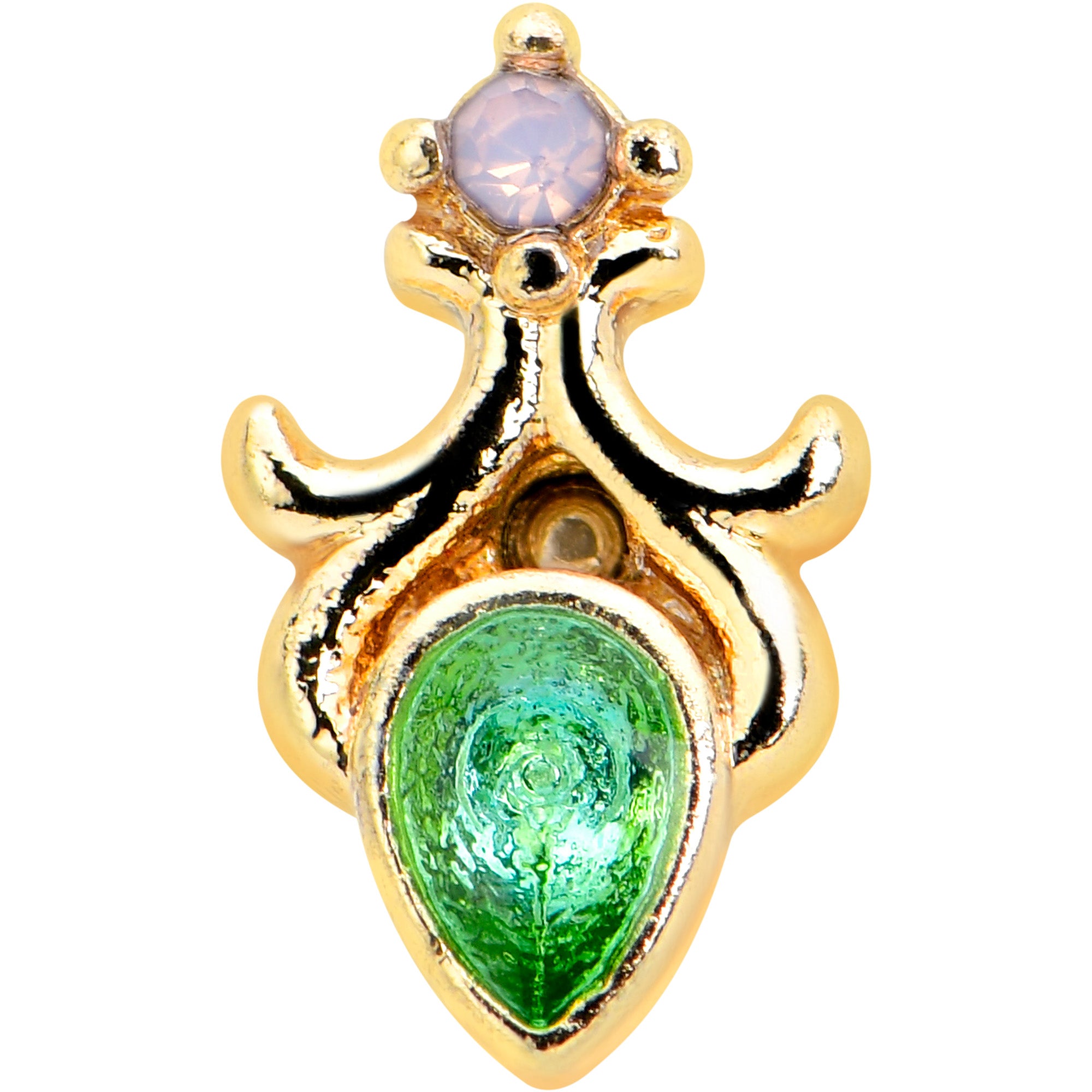 16G 1/4 Green Gem Gold Tone Shades of Spring Labret