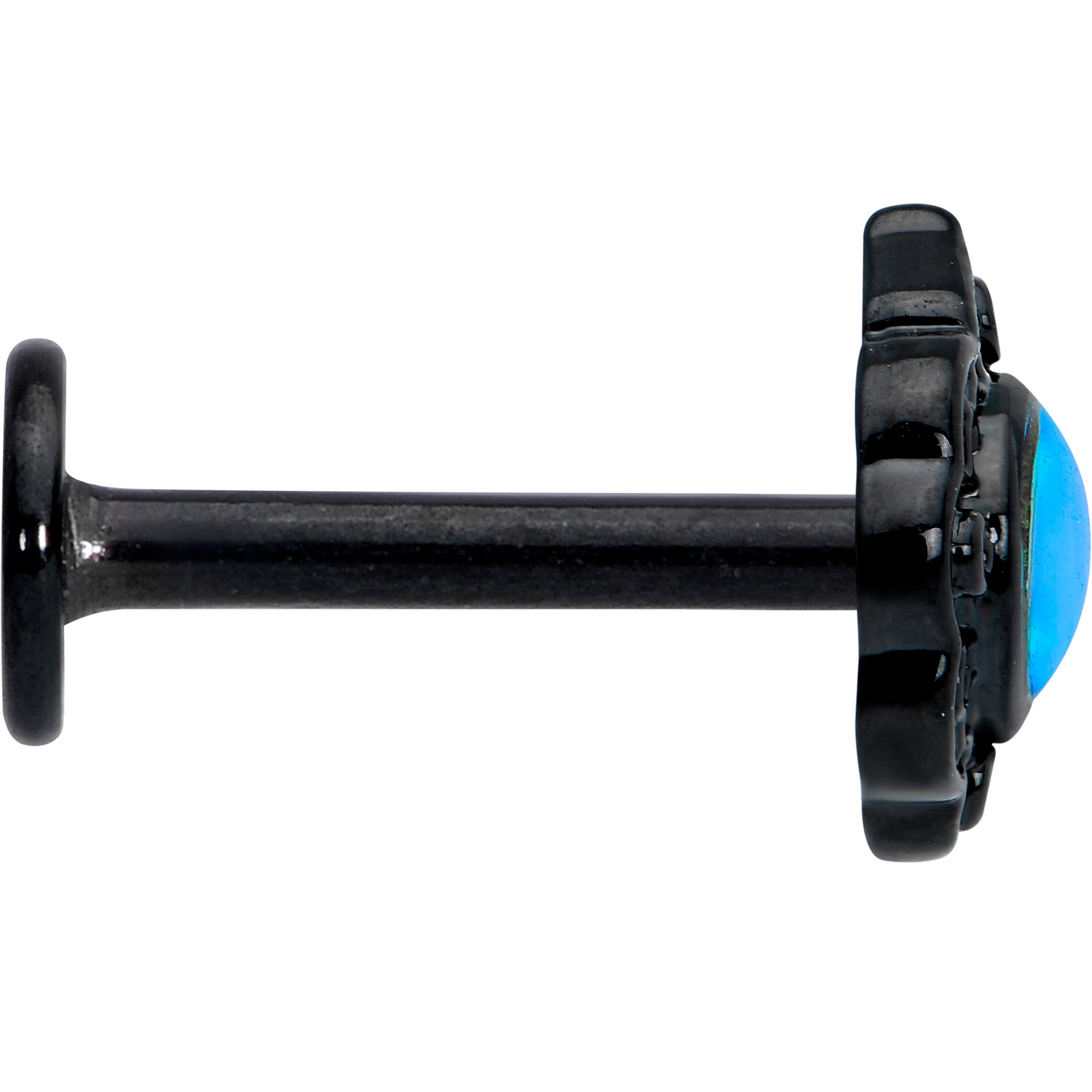 16G 5/16 White Tourmaline Black Filigree Labret Monroe Tragus