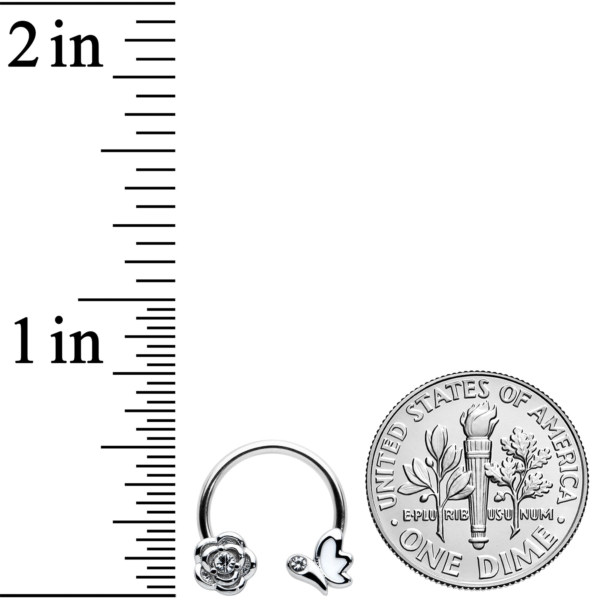 16G 3/8 Clear Gem White Butterfly Flower Horseshoe Circular Barbell