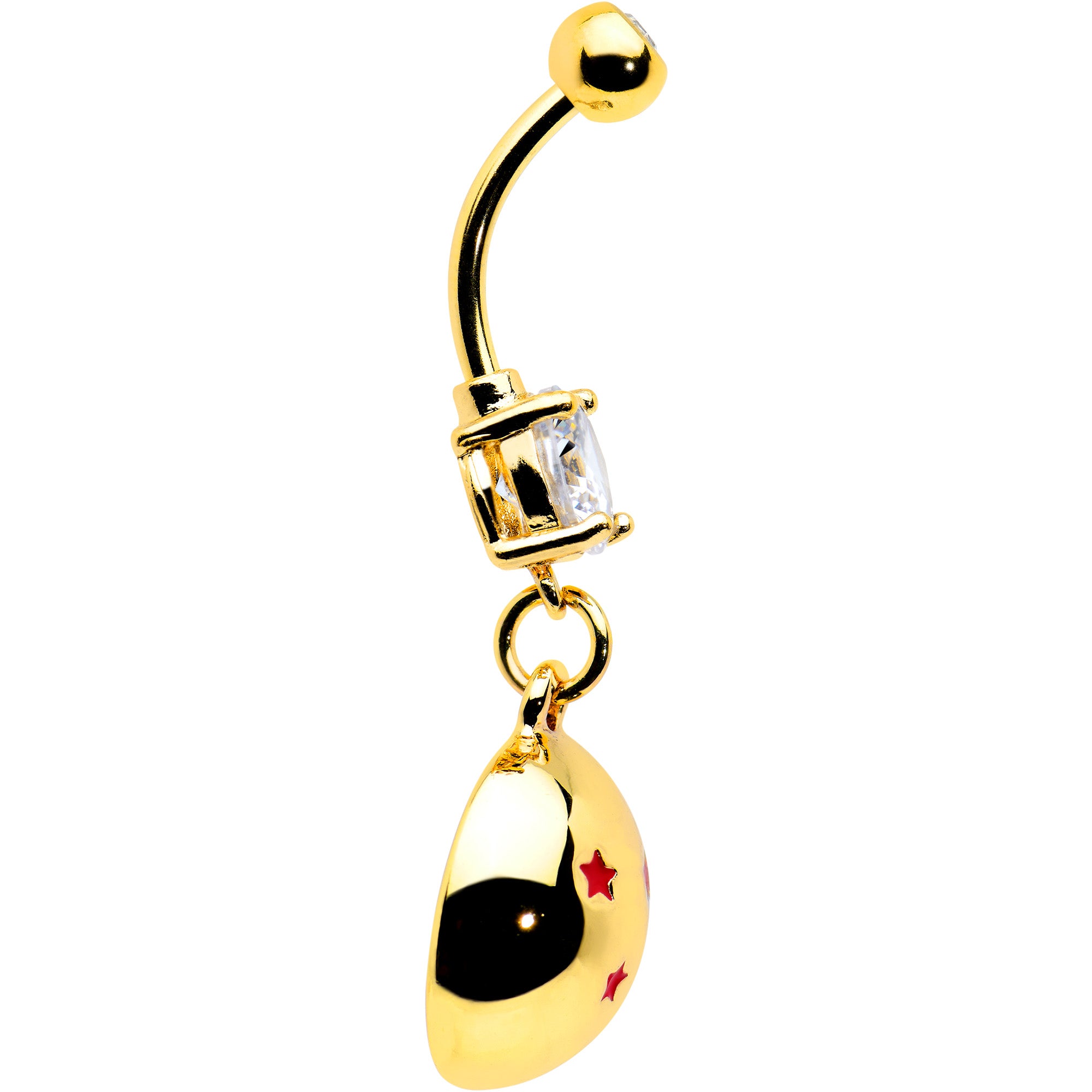 Licensed Dragonball Z Clear CZ Gem Gold Hue Starball Dangle Belly Ring