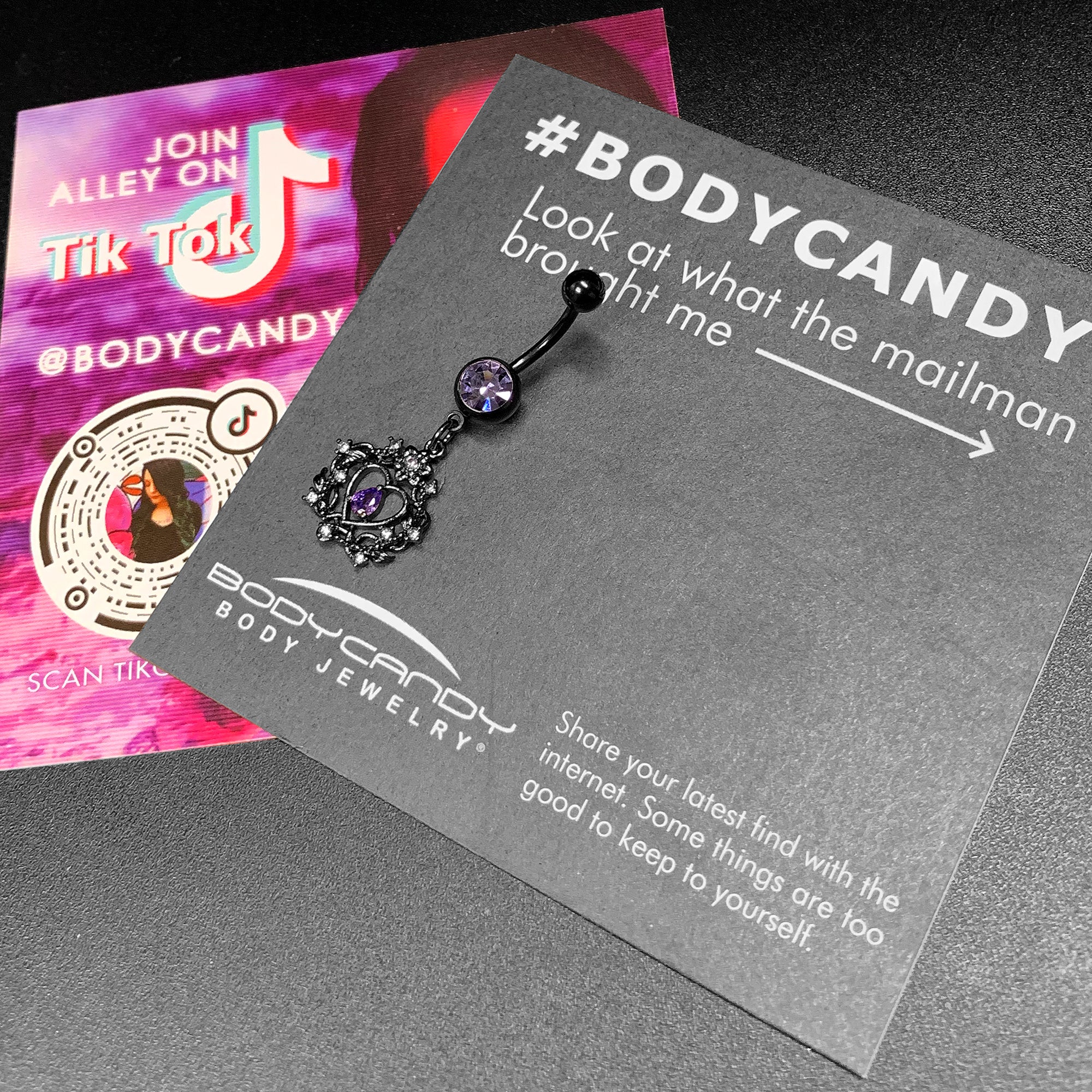 Purple Gem Black Regal Crown Dangle Belly Ring