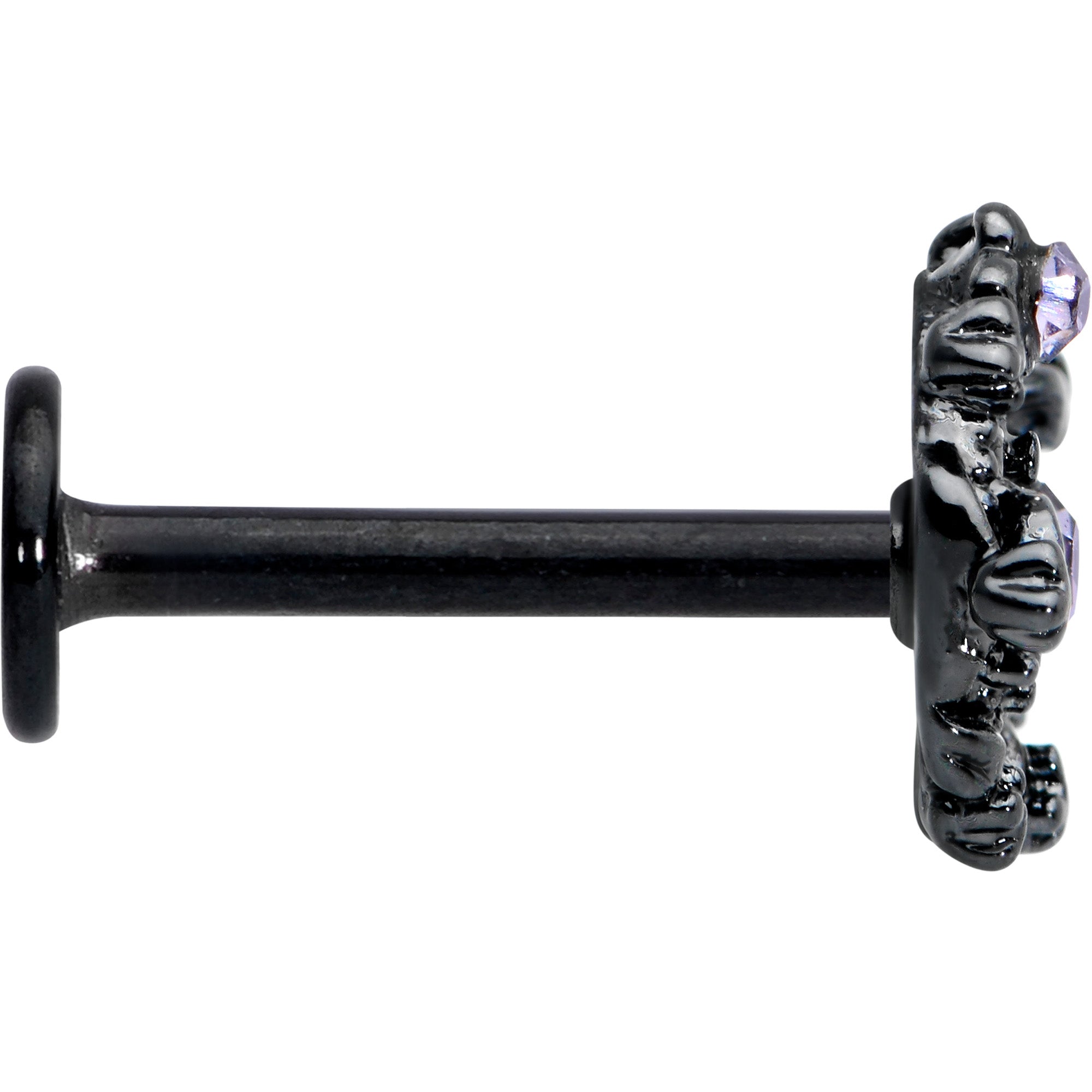 16G 5/16 Purple Gem Regal Black Crown Heart Labret Monroe Tragus