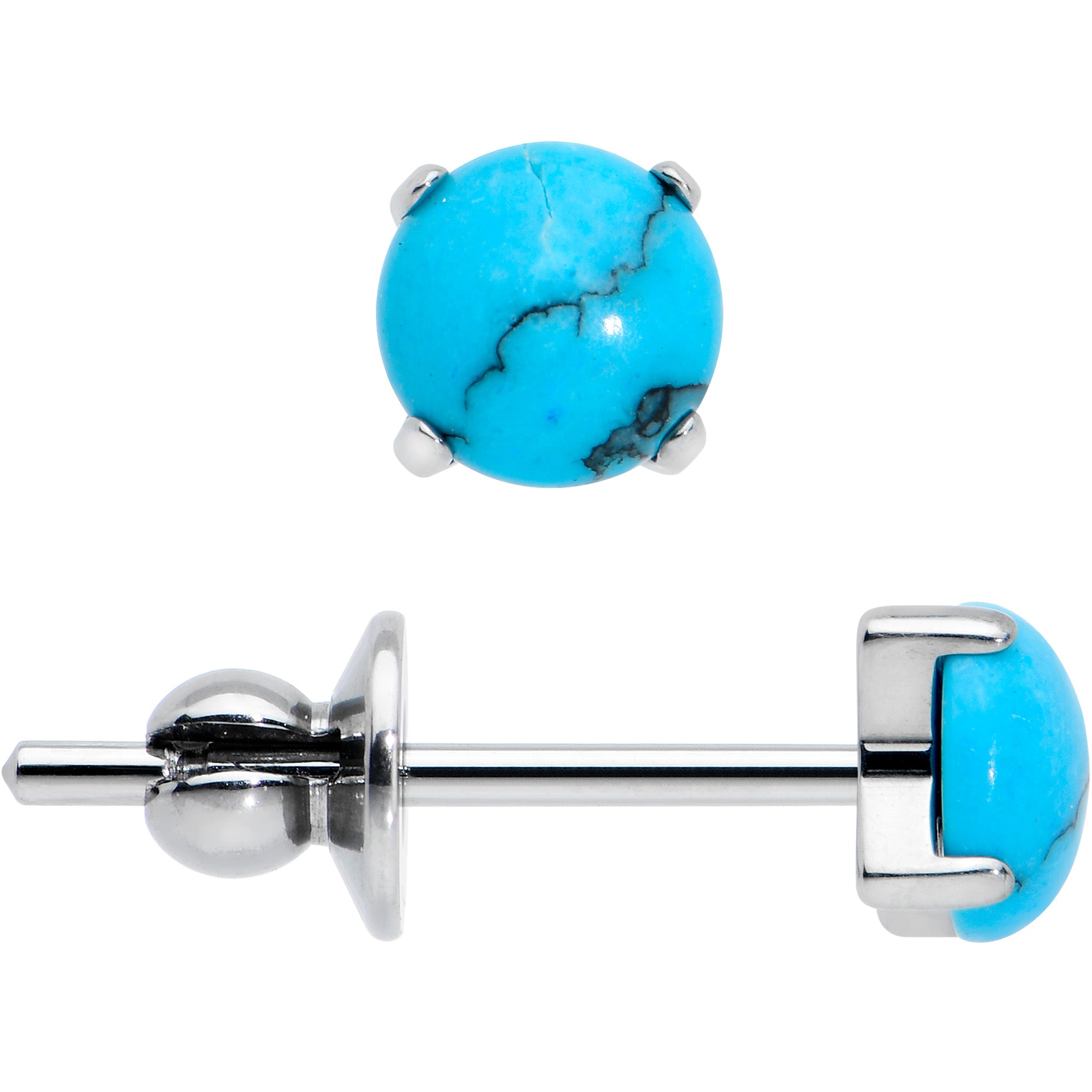 3.5mm Blue Turquoise Stone Implant Grade Titanium Stud Earrings