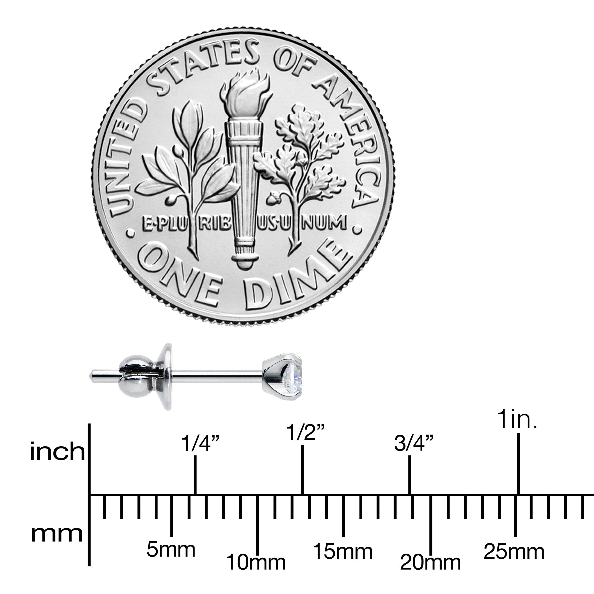 3mm Clear CZ Gem Implant Grade Titanium Stud Earrings