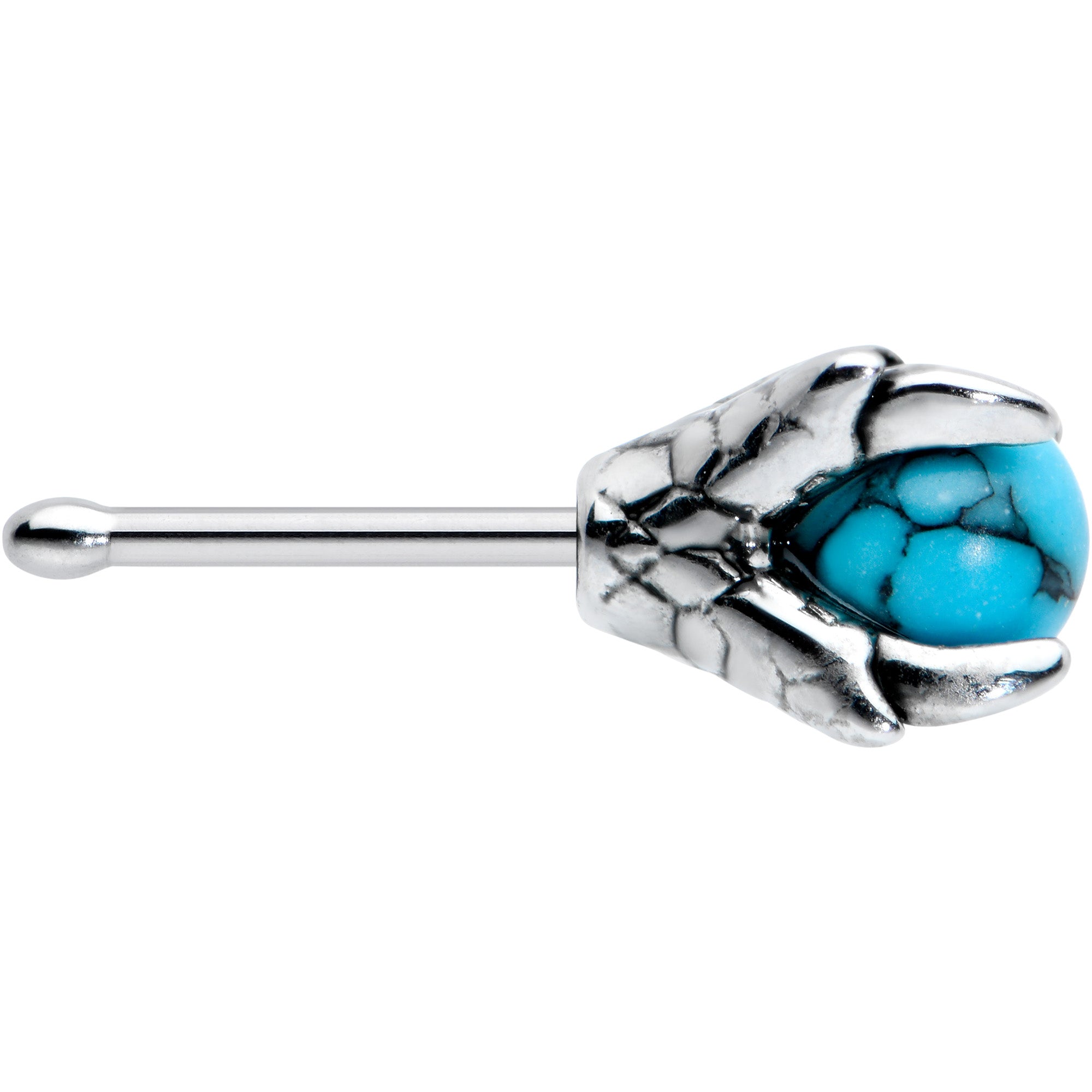 20G 1/4 Blue Turquoise Claw Hand Halloween Nose Bone