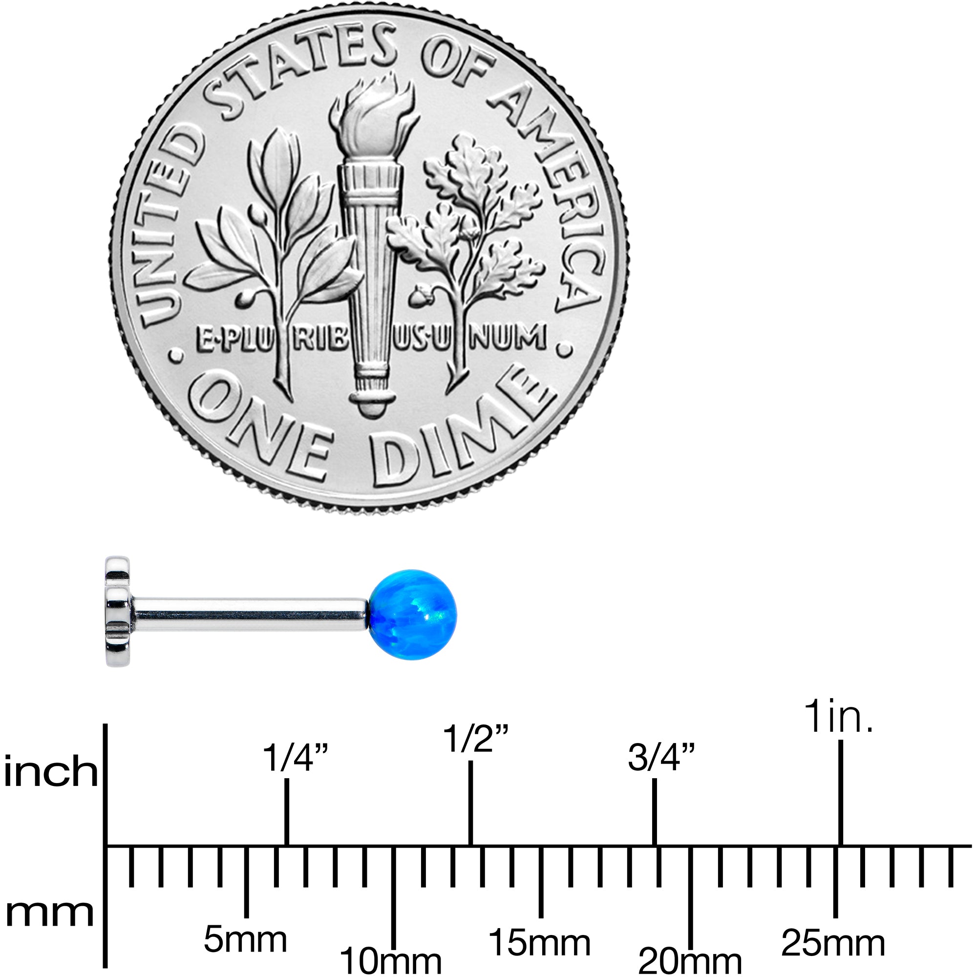 16G 5/16 Blue Synthetic Opal Titanium Threadless Flower Labret