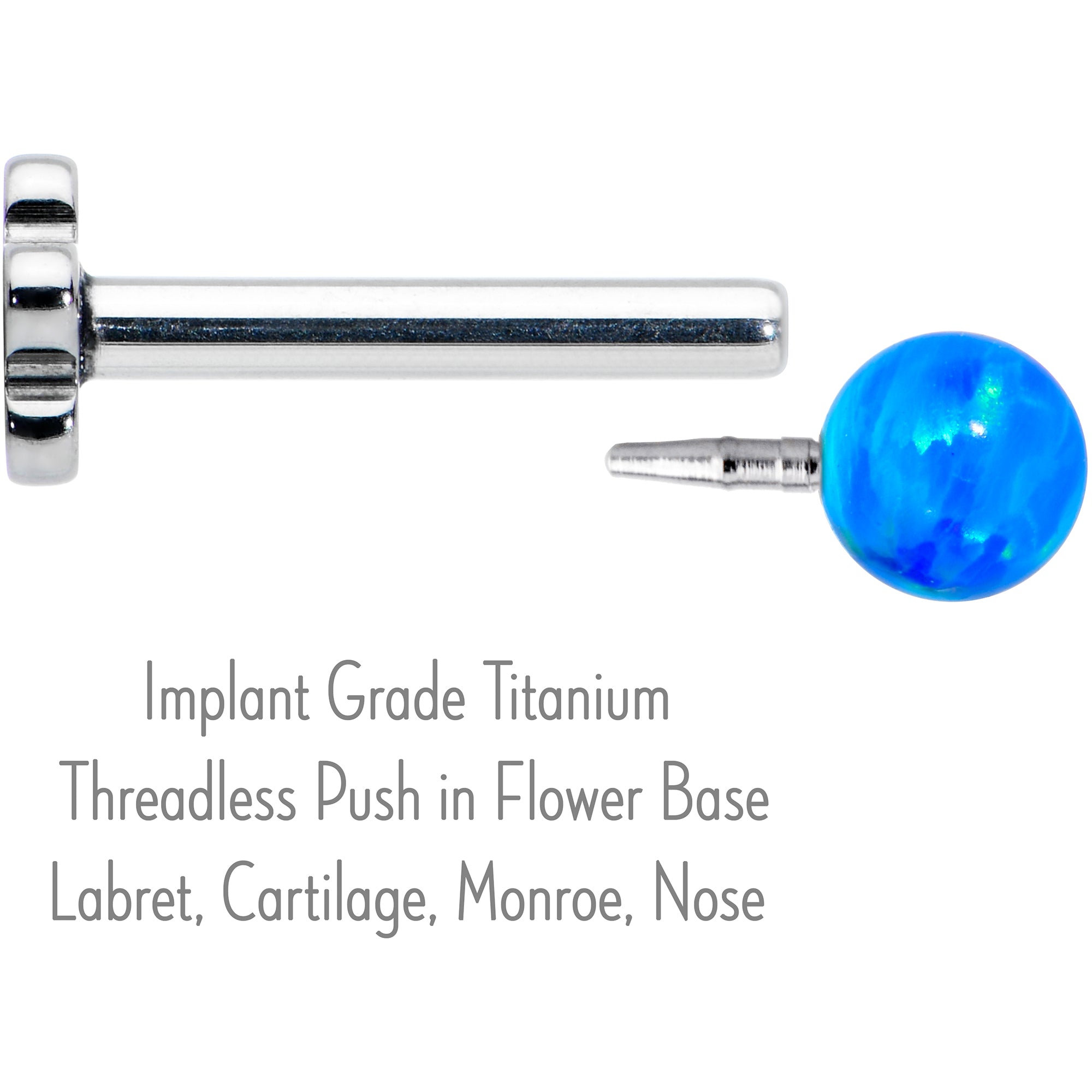 16G 5/16 Blue Synthetic Opal Titanium Threadless Flower Labret