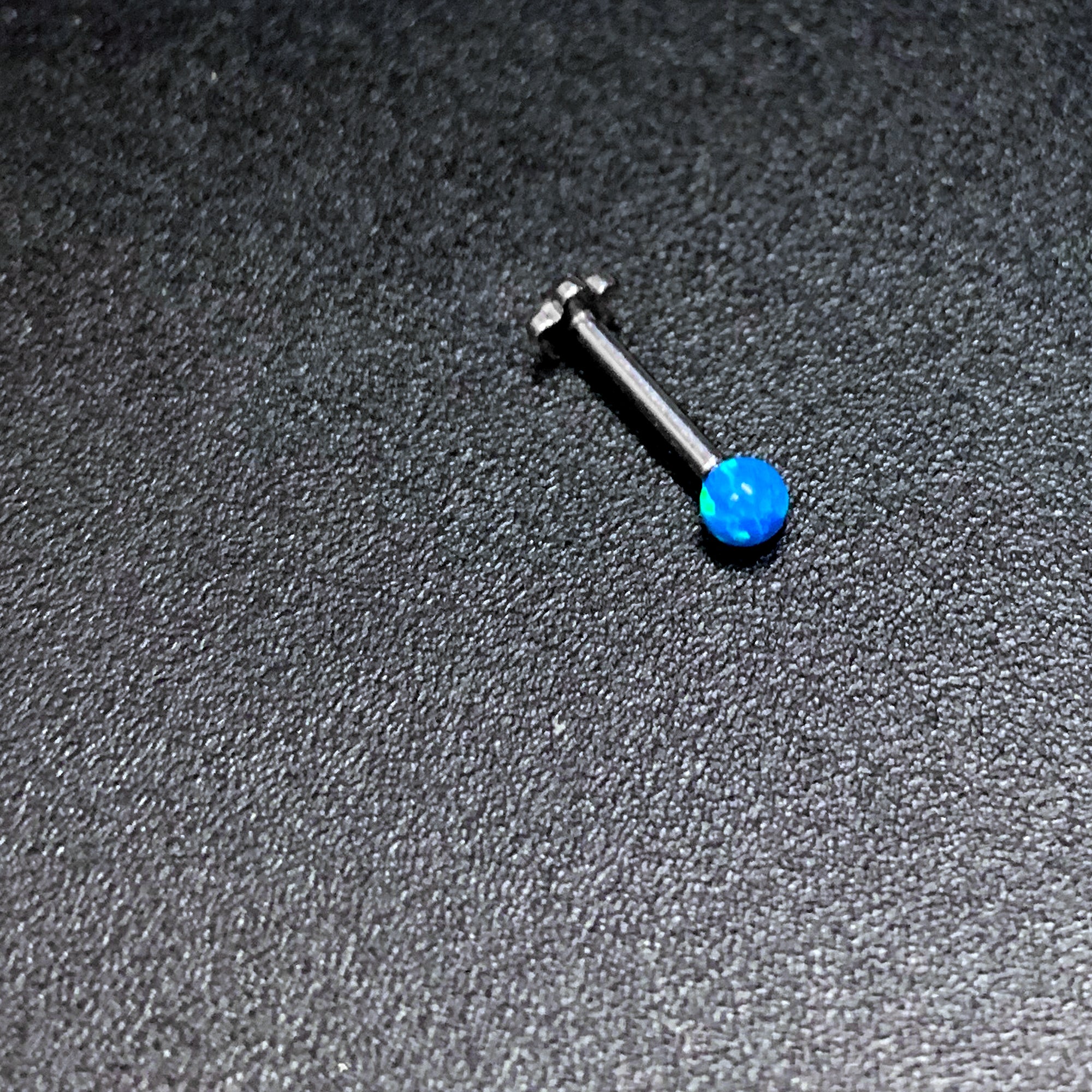 16G 5/16 Blue Synthetic Opal Titanium Threadless Flower Labret