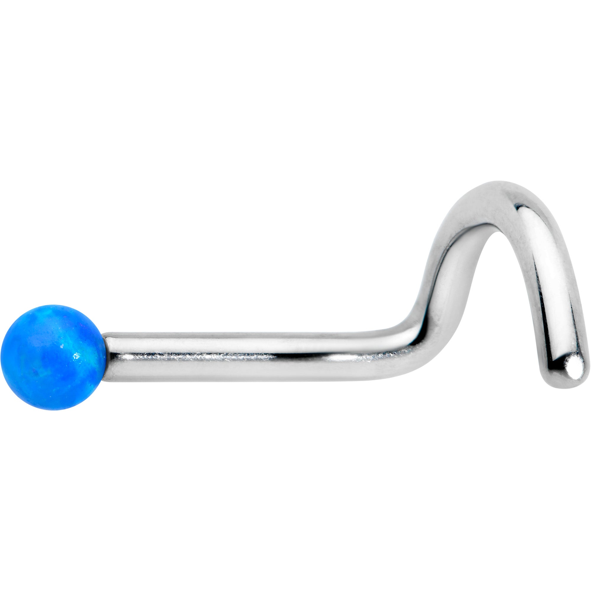 18G 1/4 Blue Synth Opal G23 Titanium Threadless Left Nose Screw