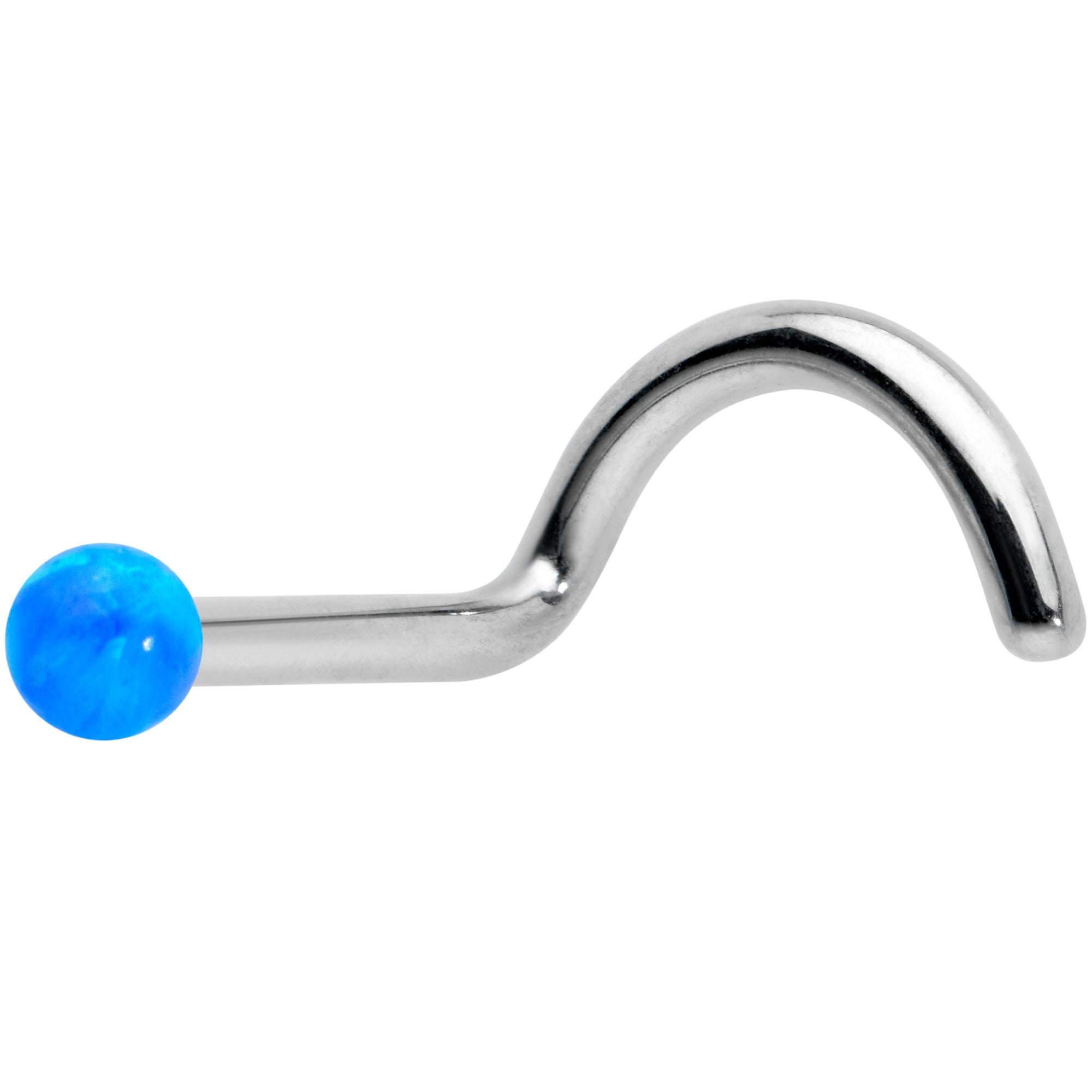 18G 1/4 Blue Synth Opal G23 Titanium Threadless Left Nose Screw