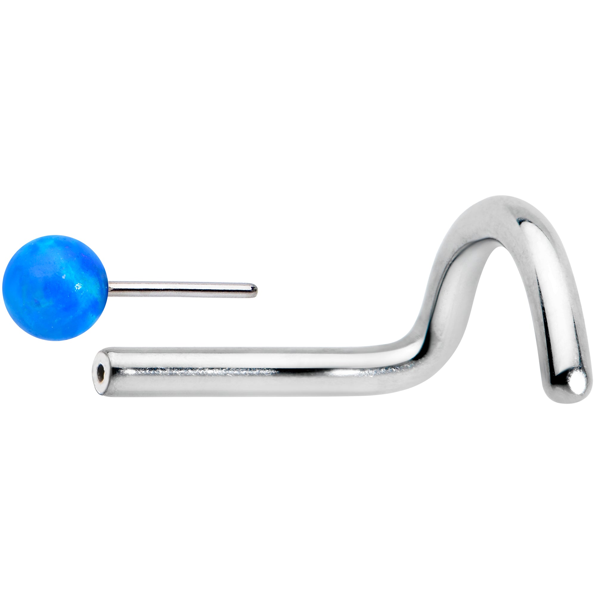 18G 1/4 Blue Synth Opal G23 Titanium Threadless Left Nose Screw