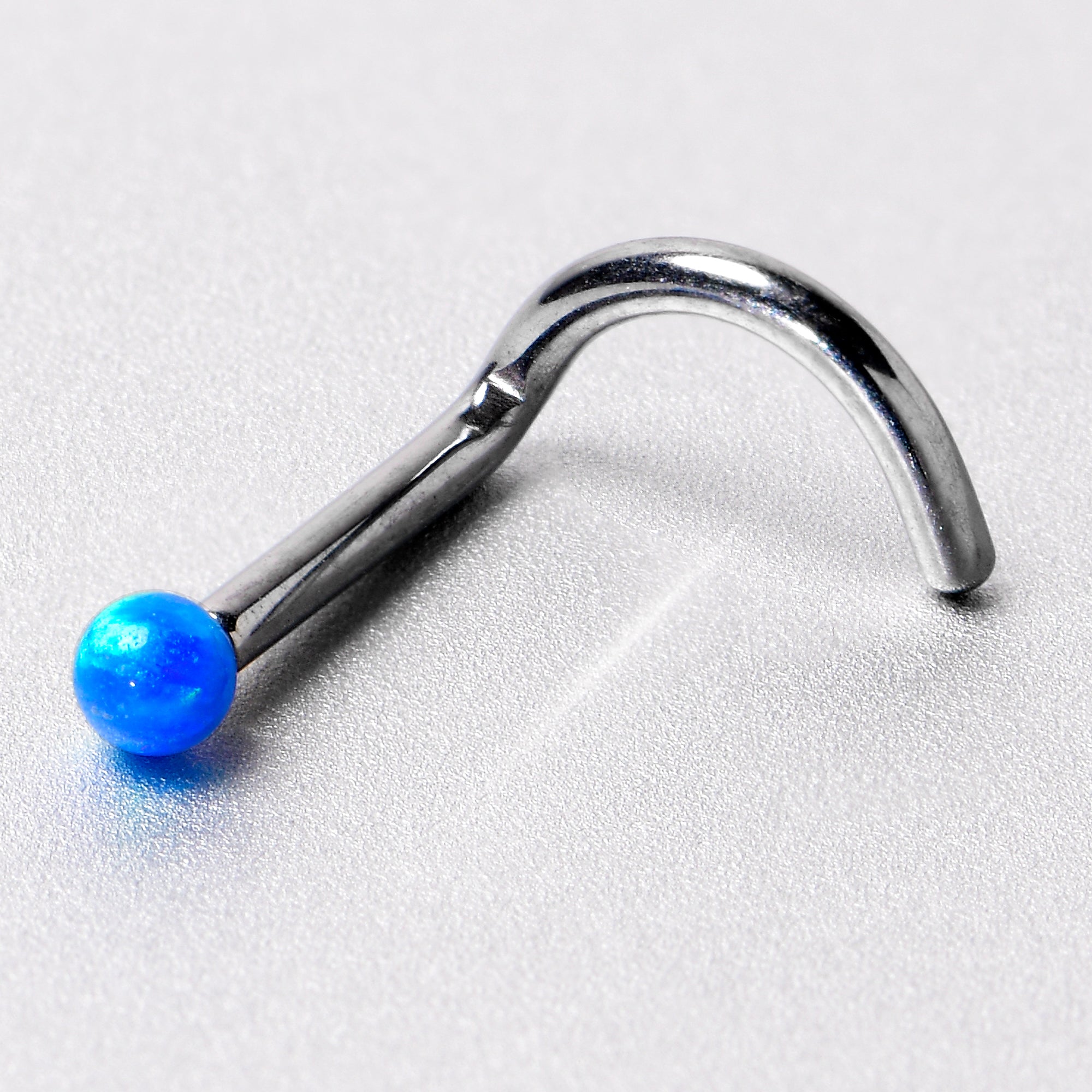 18G 1/4 Blue Synth Opal G23 Titanium Threadless Left Nose Screw