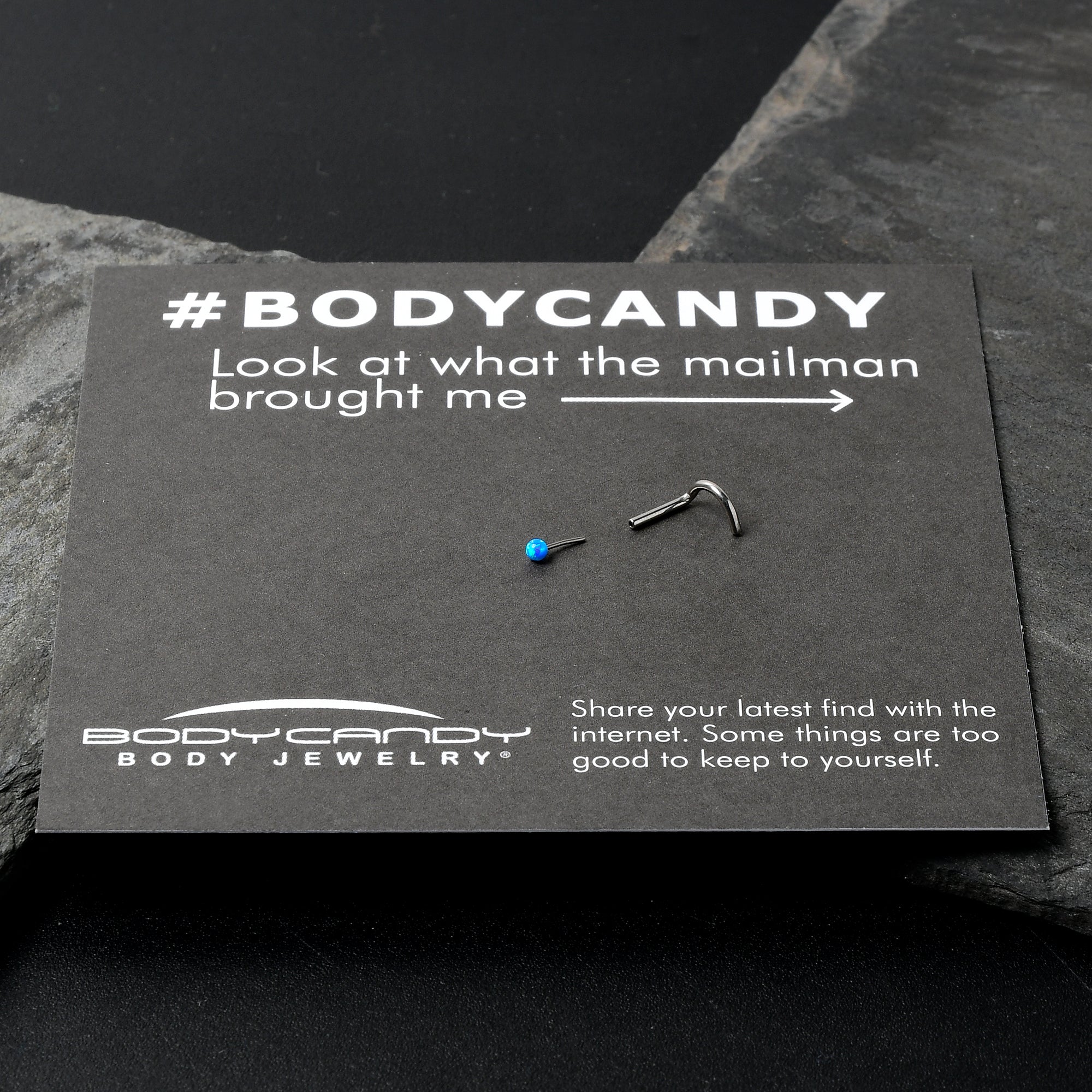 18G 1/4 Blue Synth Opal G23 Titanium Threadless Left Nose Screw