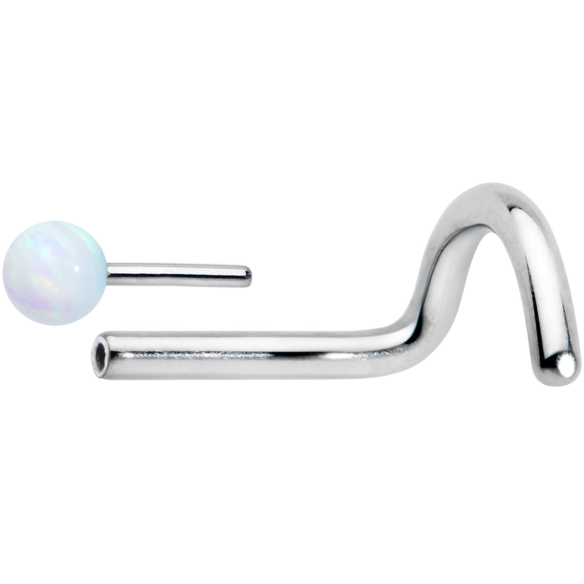 18G 1/4 White Synth Opal G23 Titanium Threadless Left Nose Screw