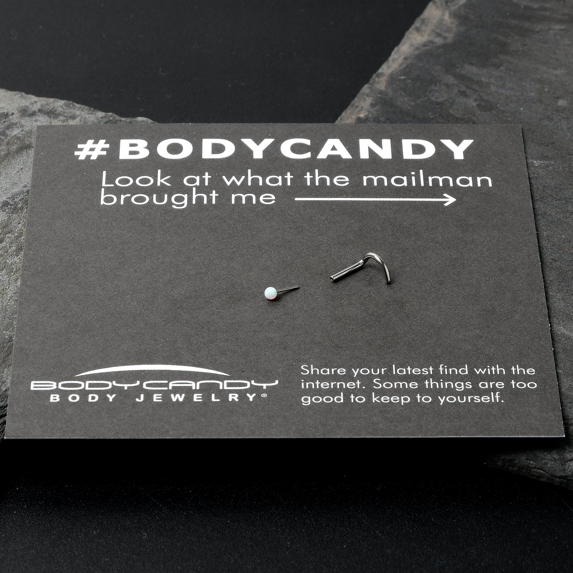 18G 1/4 White Synth Opal G23 Titanium Threadless Left Nose Screw