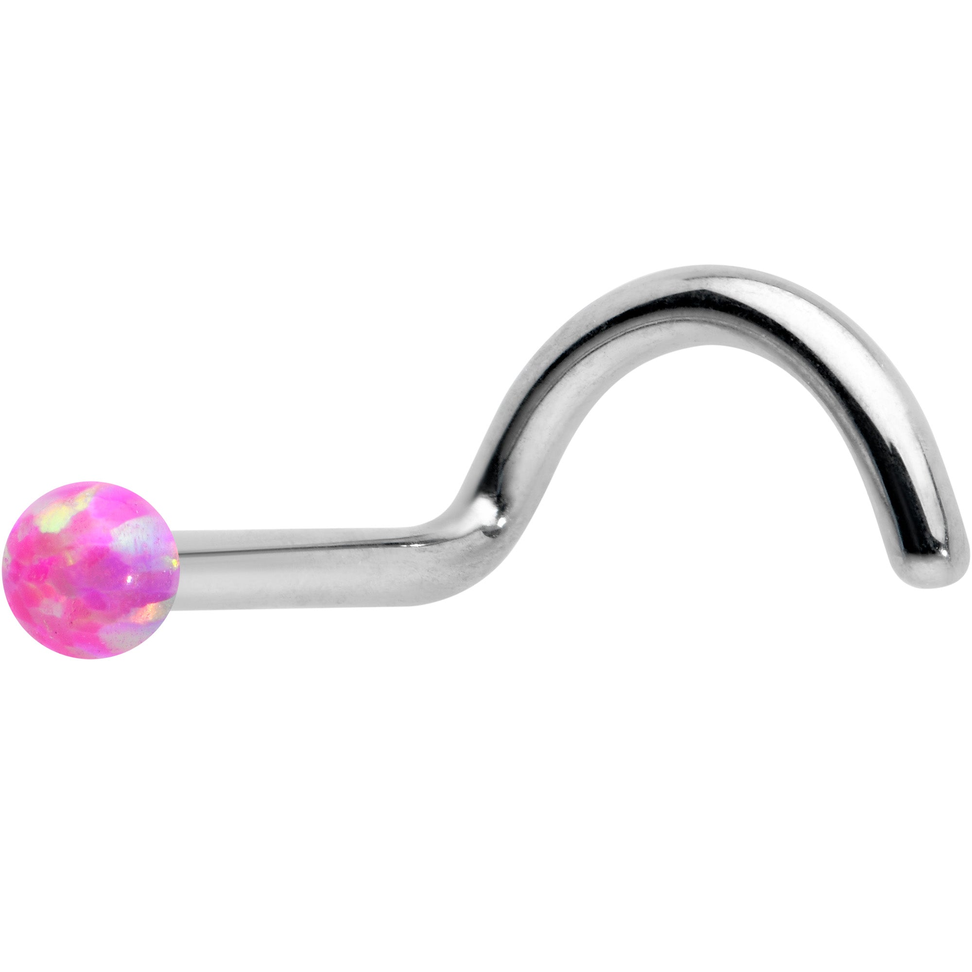 18G 1/4 Pink Synth Opal G23 Titanium Threadless Left Nose Screw