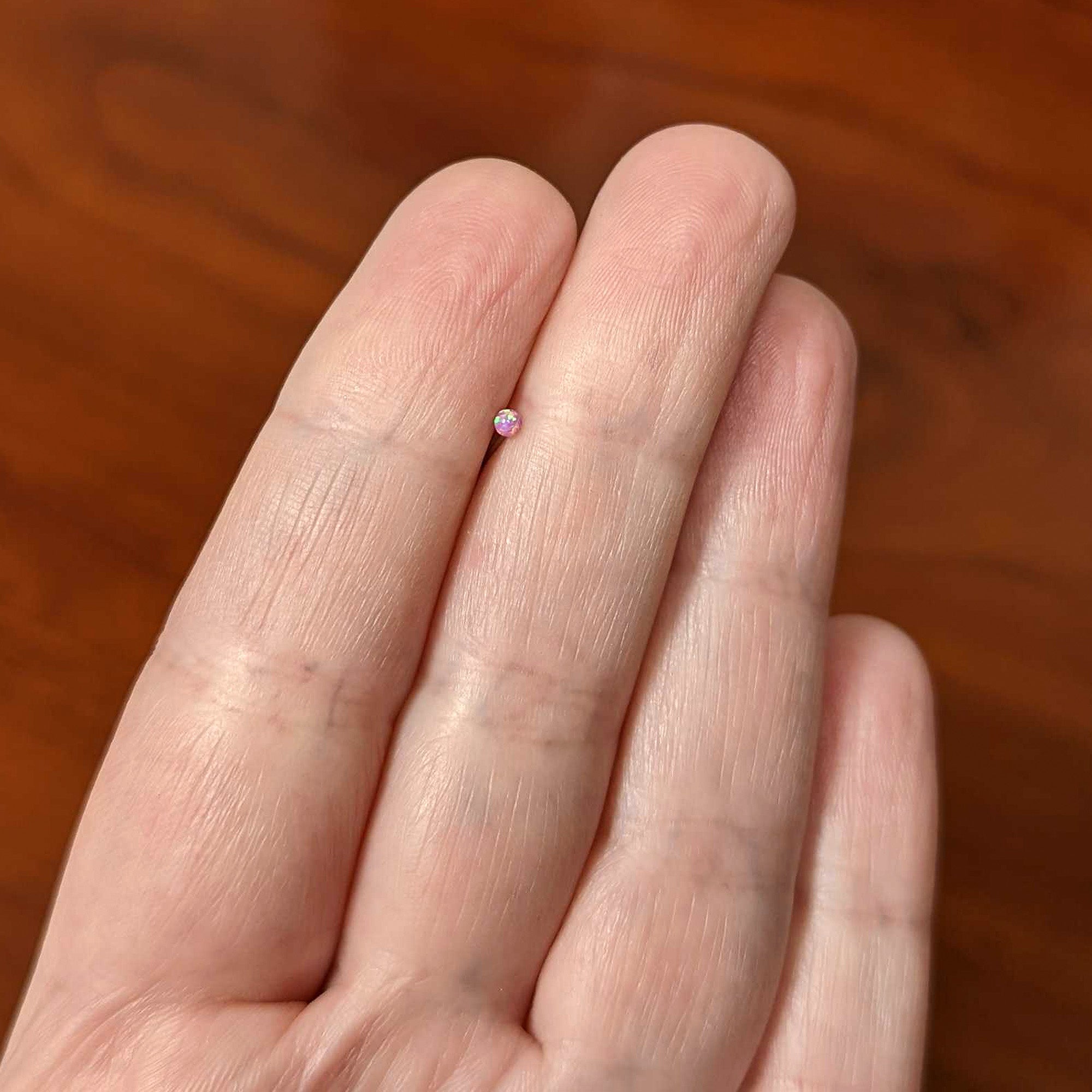 18G 1/4 Pink Synth Opal G23 Titanium Threadless Left Nose Screw