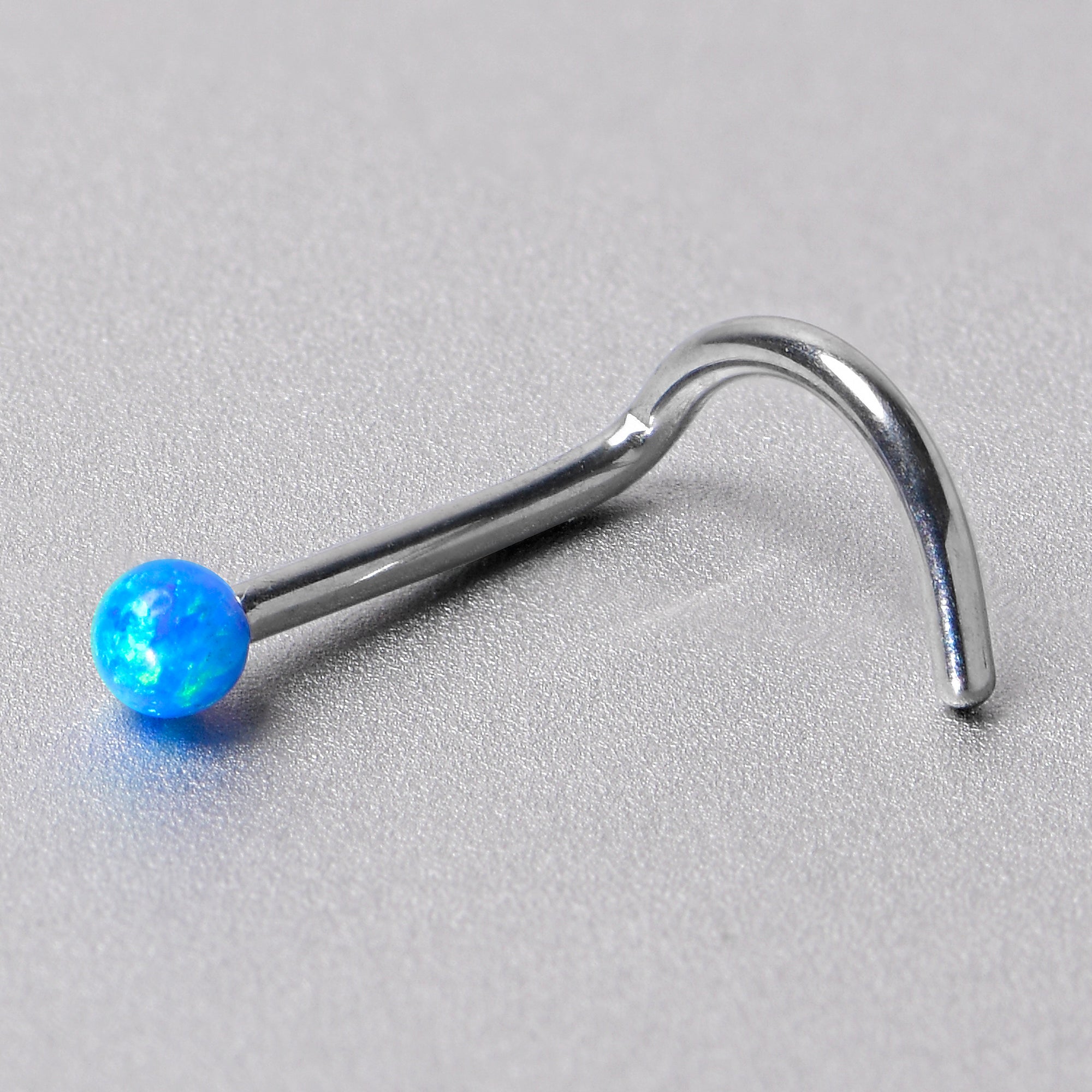 20G 1/4 Blue Synth Opal G23 Titanium Threadless Left Nose Screw