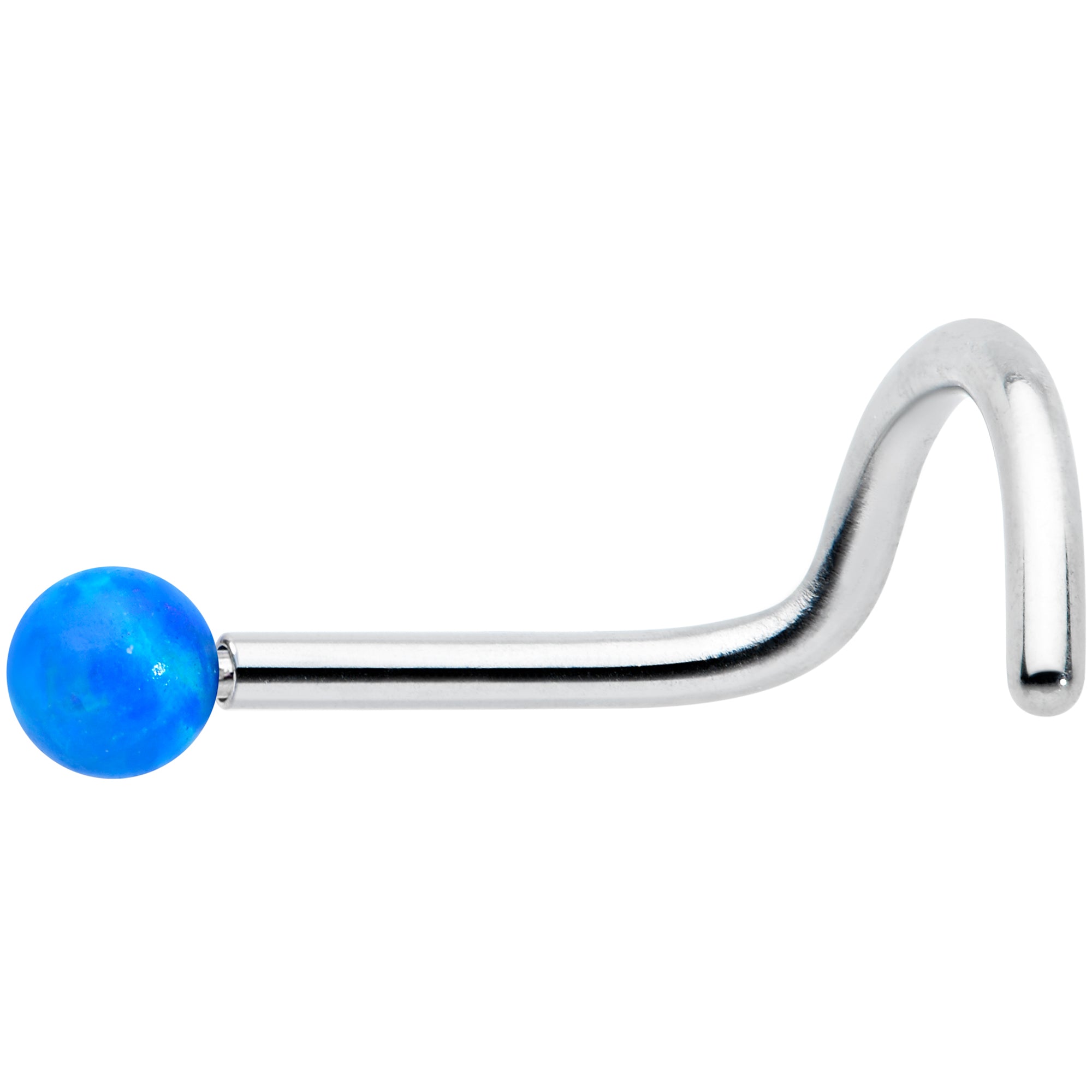 20G 1/4 Blue Synth Opal G23 Titanium Threadless Left Nose Screw