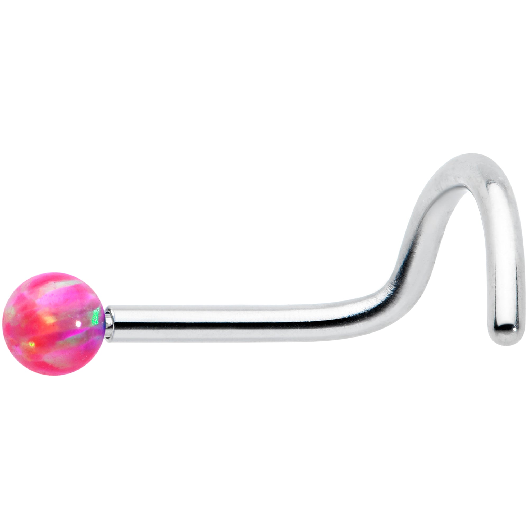 20G 1/4 Pink Synth Opal G23 Titanium Threadless Left Nose Screw