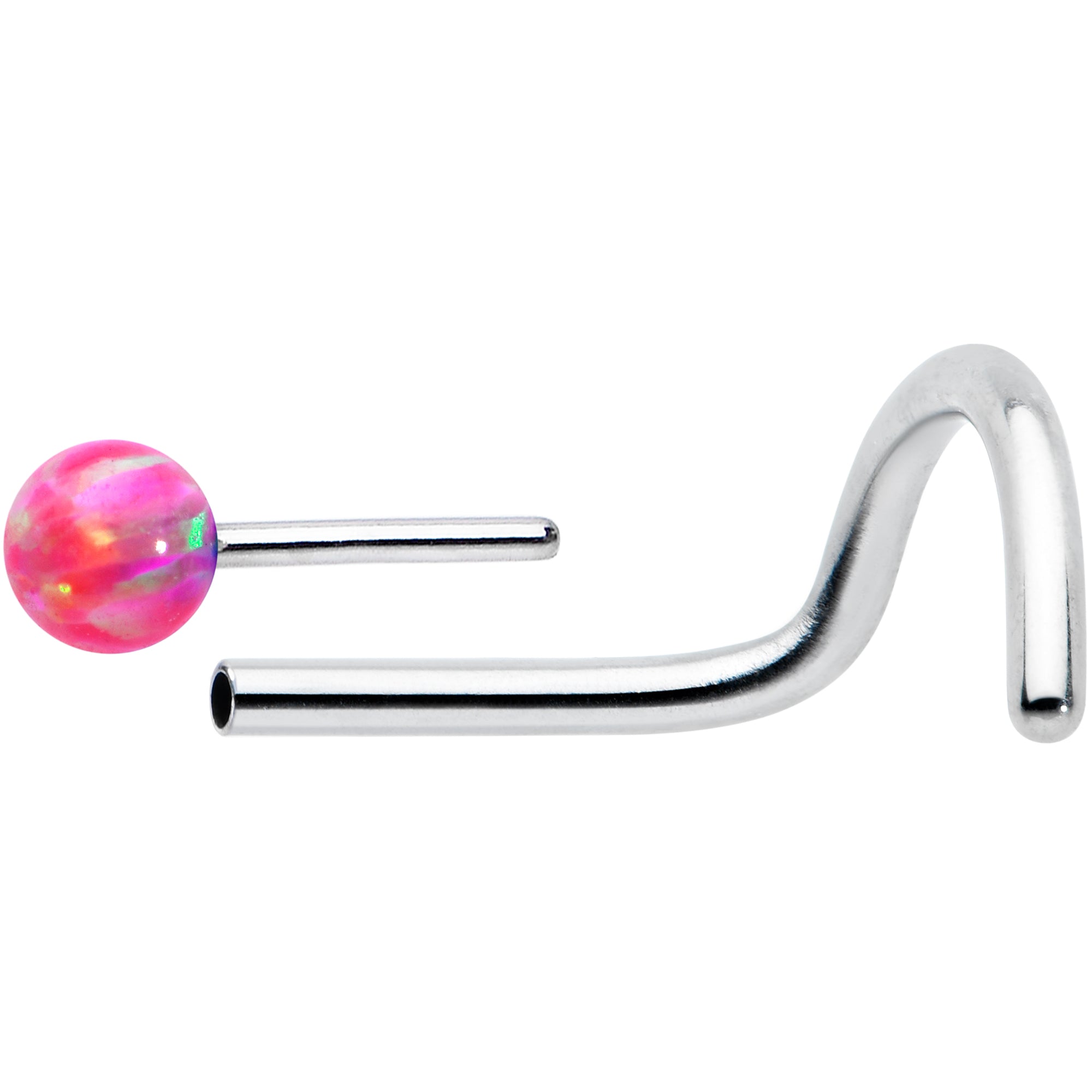 20G 1/4 Pink Synth Opal G23 Titanium Threadless Left Nose Screw