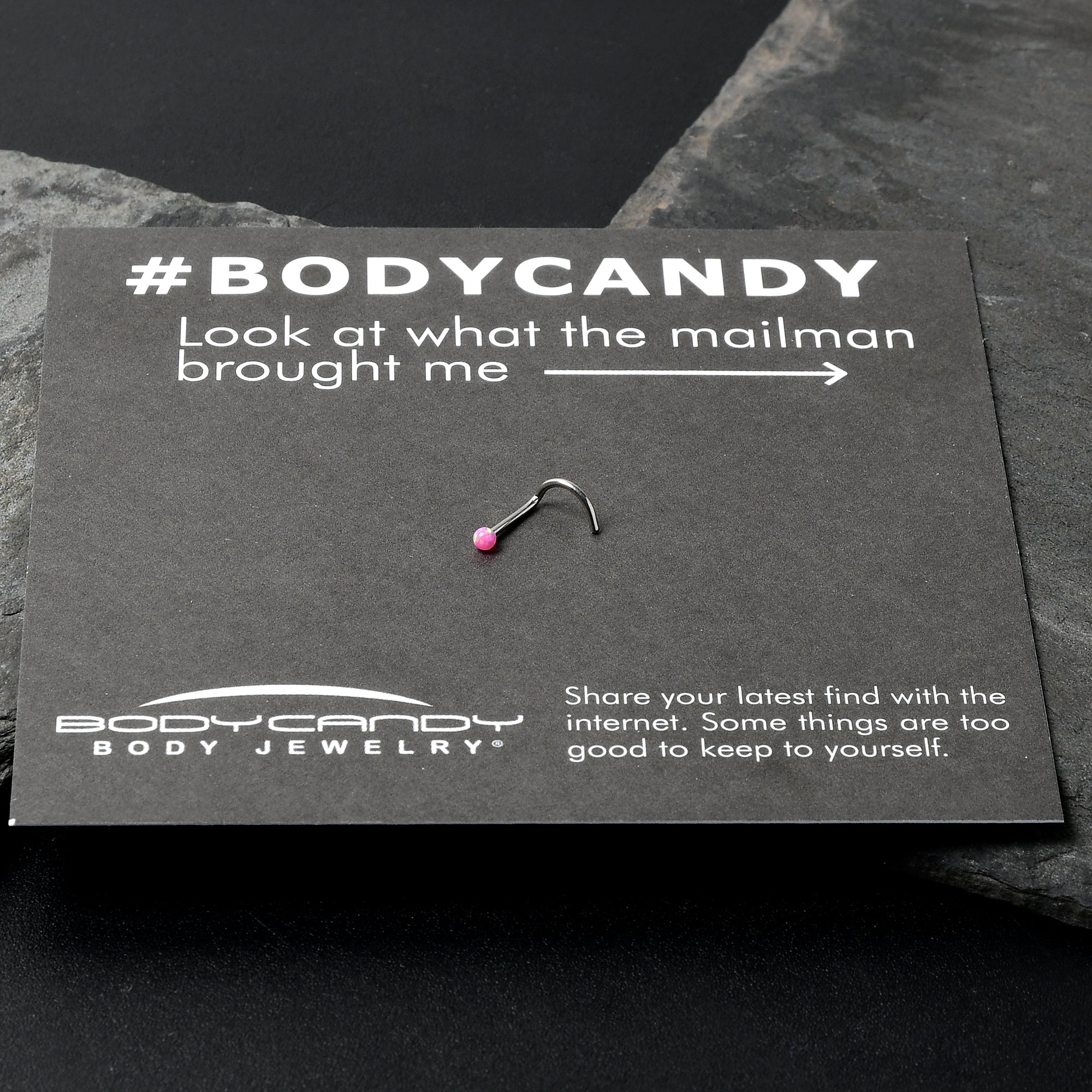 20G 1/4 Pink Synth Opal G23 Titanium Threadless Left Nose Screw