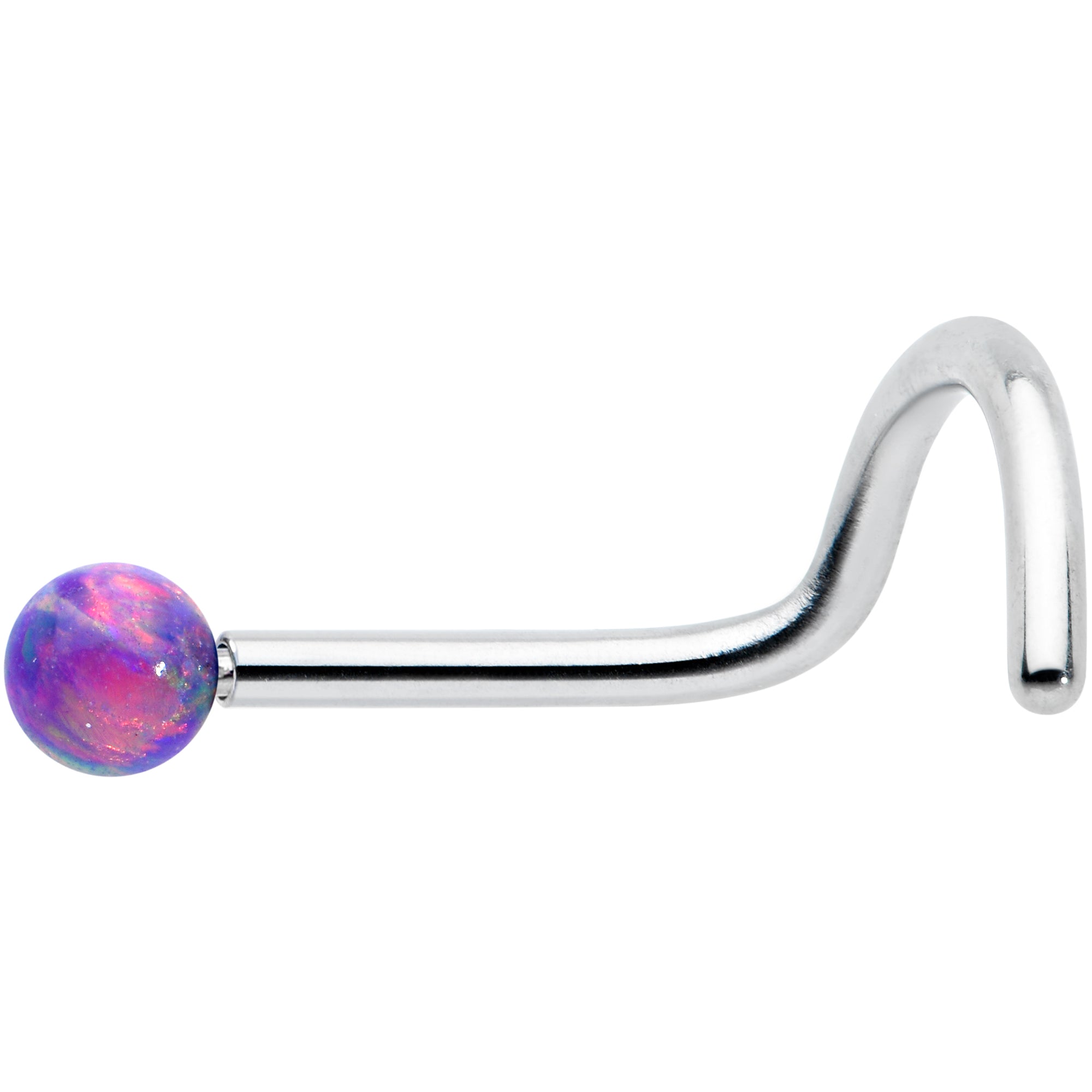 20G 1/4 Purple Synth Opal G23 Titanium Threadless Left Nose Screw