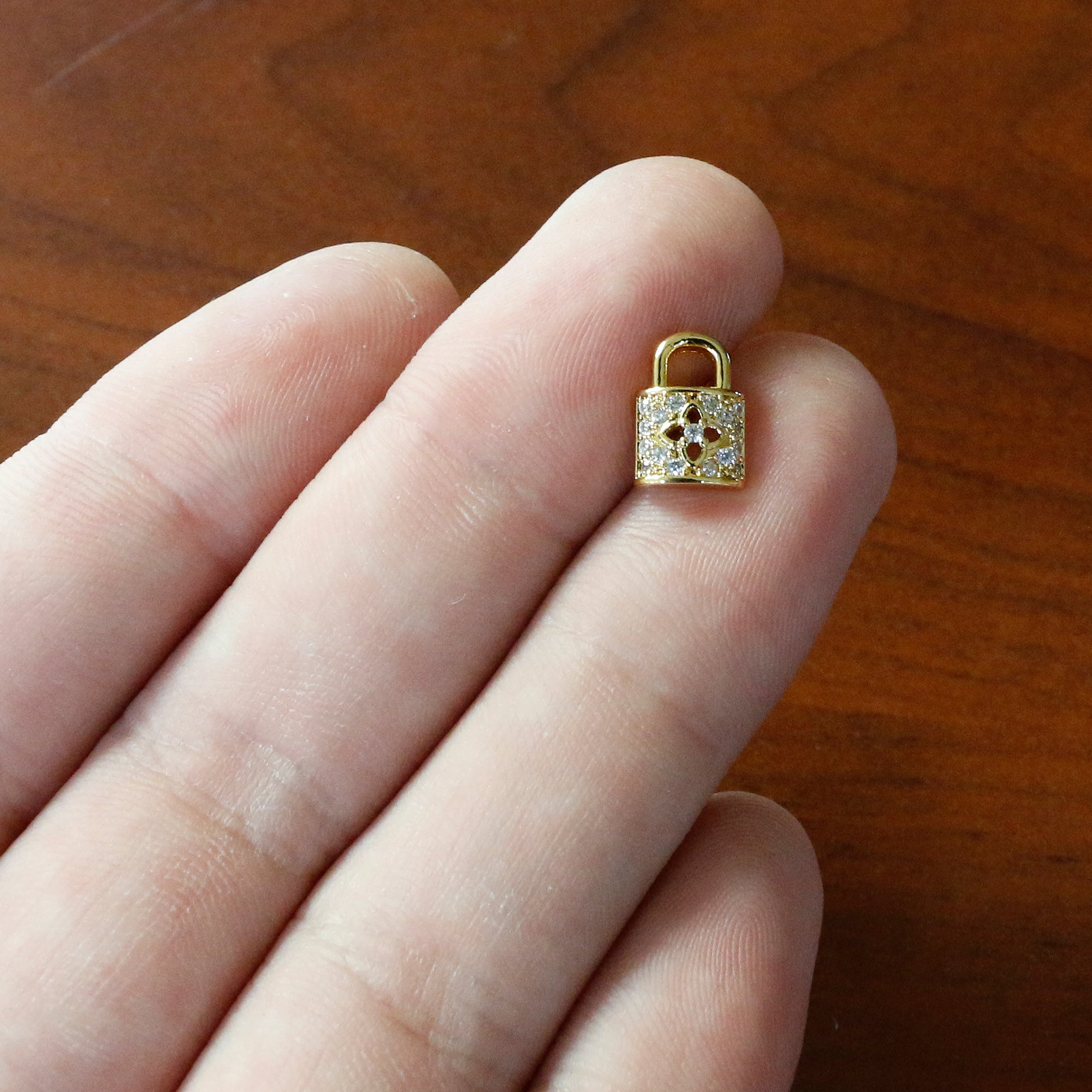 16G 5/16 Clear CZ Gem Gold Tone Lock It Up Labret Monroe Tragus