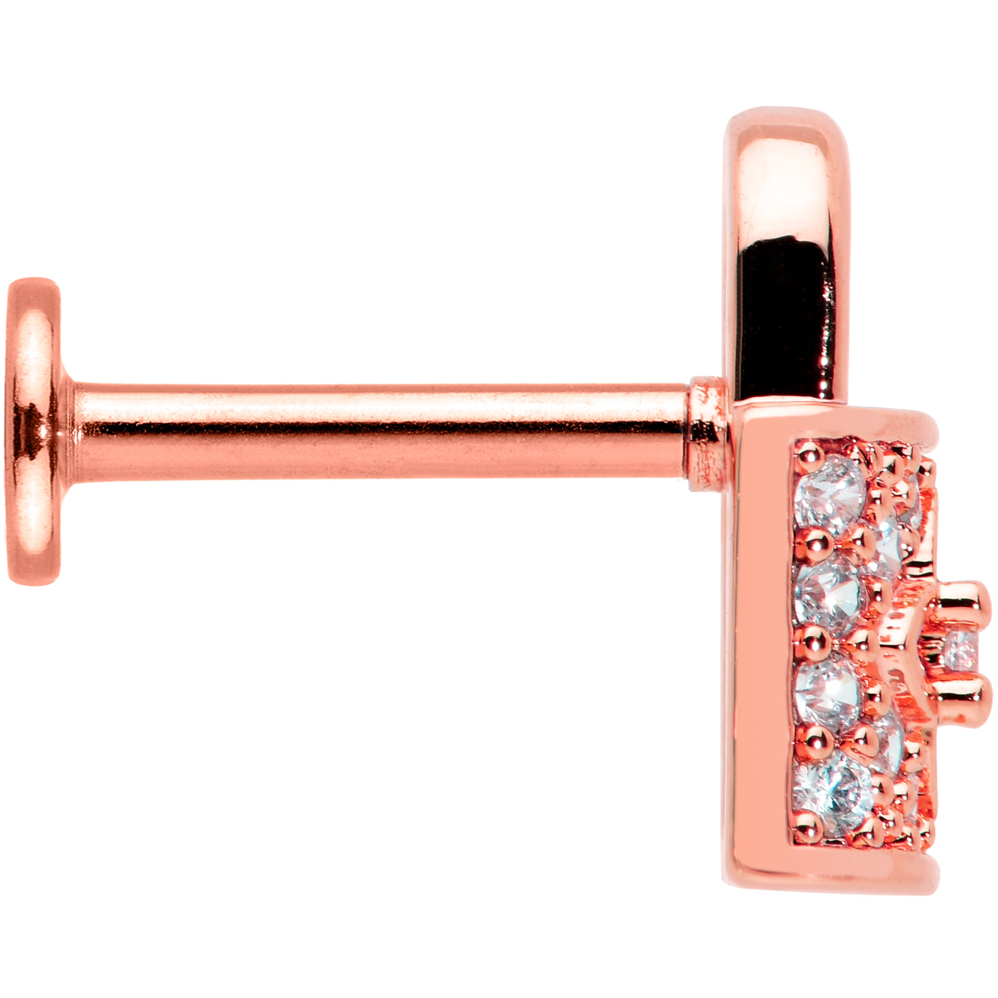 16G 5/16 Clear CZ Gem Rose Gold Tone Lock It Up Labret Tragus