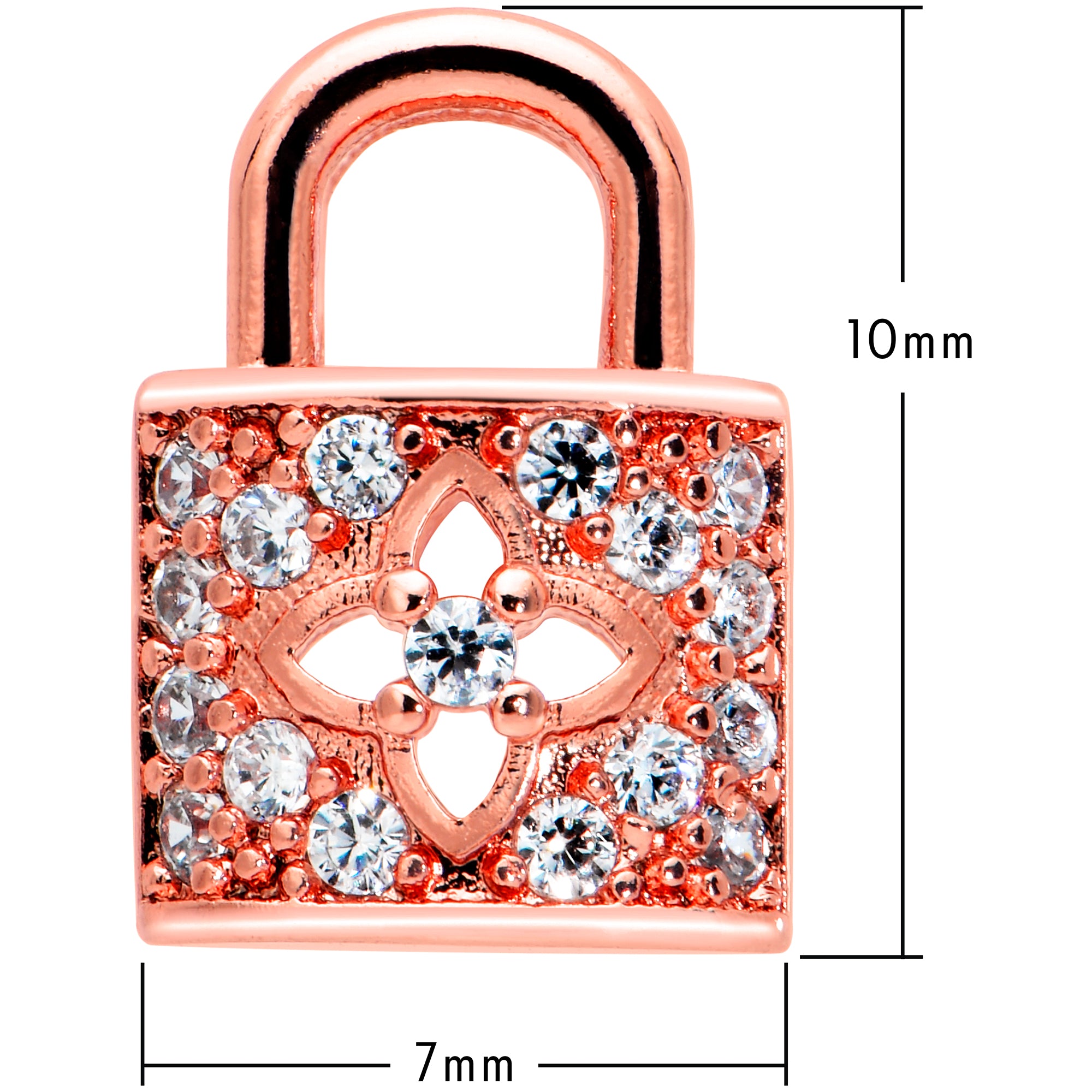 16G 5/16 Clear CZ Gem Rose Gold Tone Lock It Up Labret Tragus