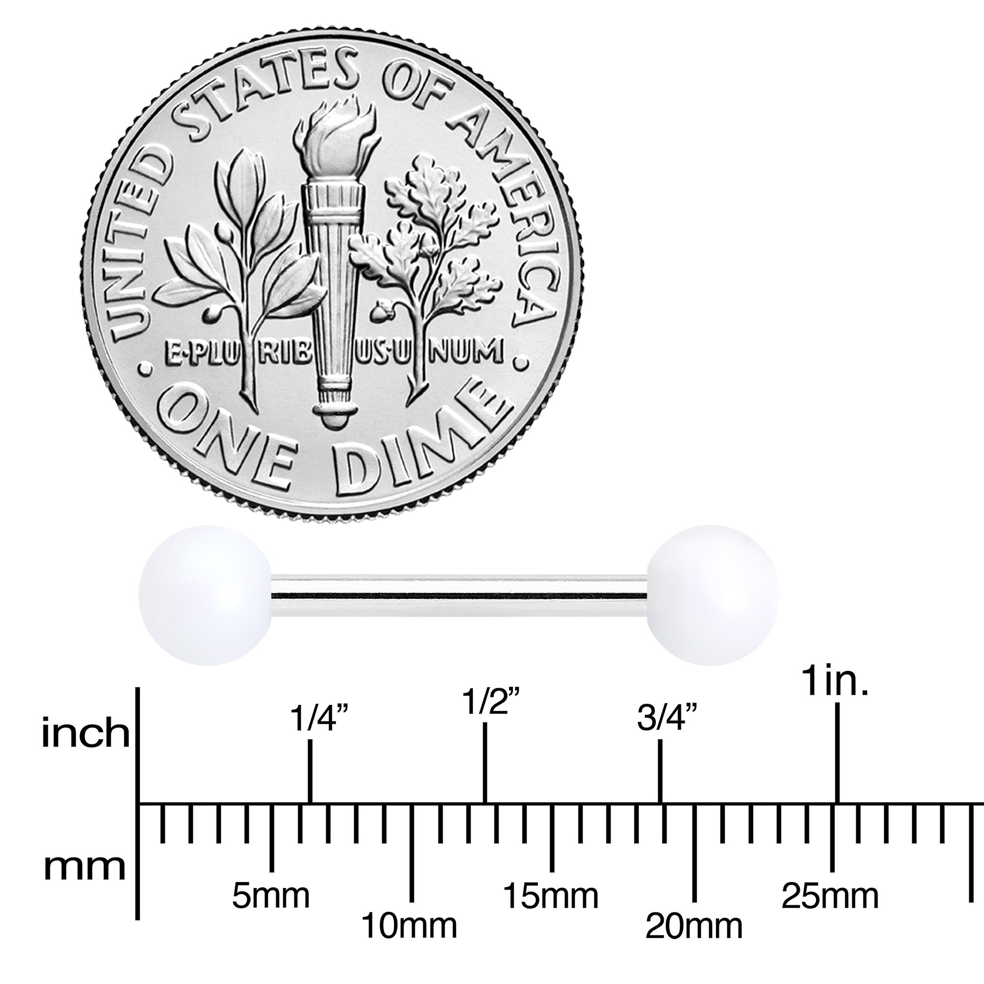 14G 9/16 Matte White Aurora Barbell Nipple Ring Set