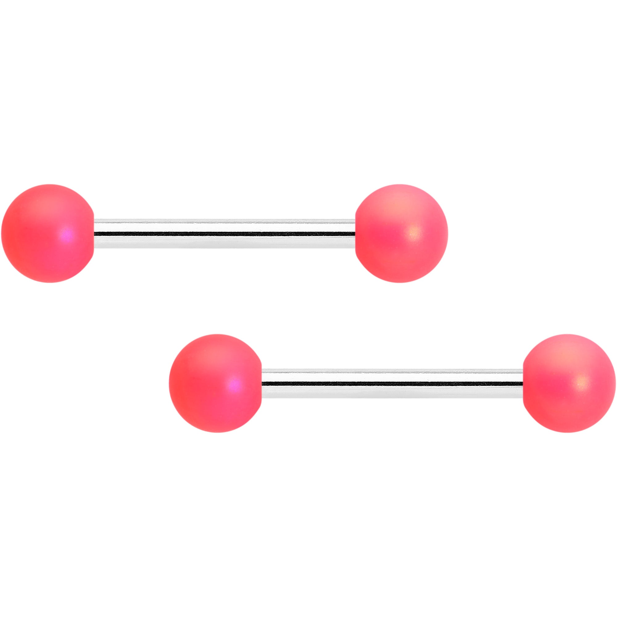 14G 9/16 Matte Pink Aurora Barbell Nipple Ring Set