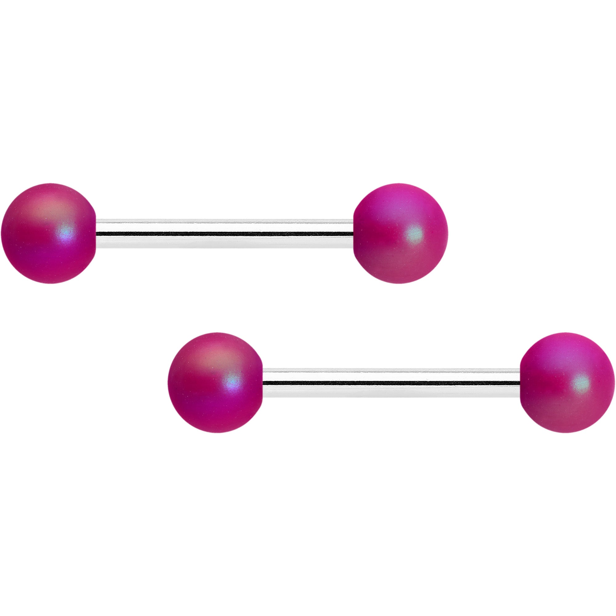 14G 9/16 Matte Purple Aurora Barbell Nipple Ring Set