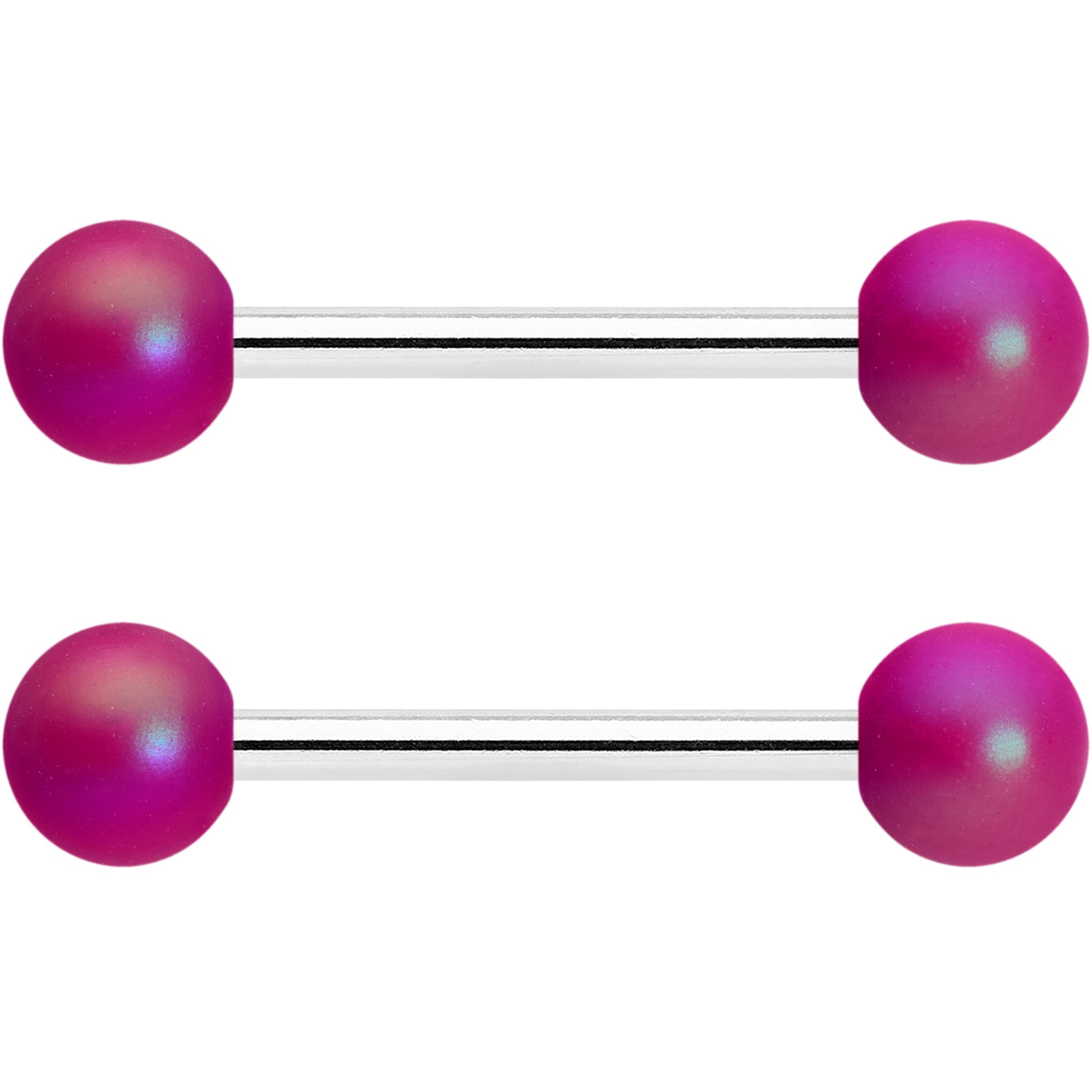 14G 9/16 Matte Purple Aurora Barbell Nipple Ring Set