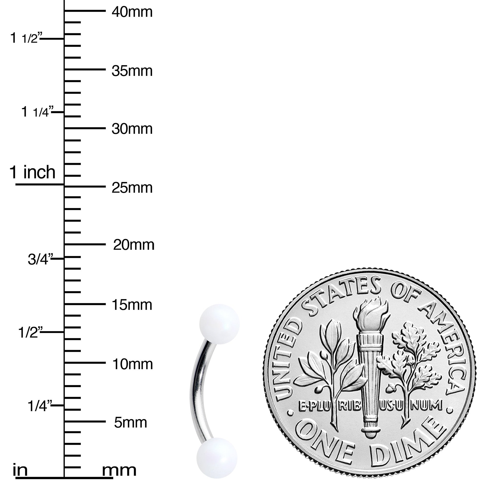 16G 5/16 Matte White Aurora Curved Eyebrow Ring