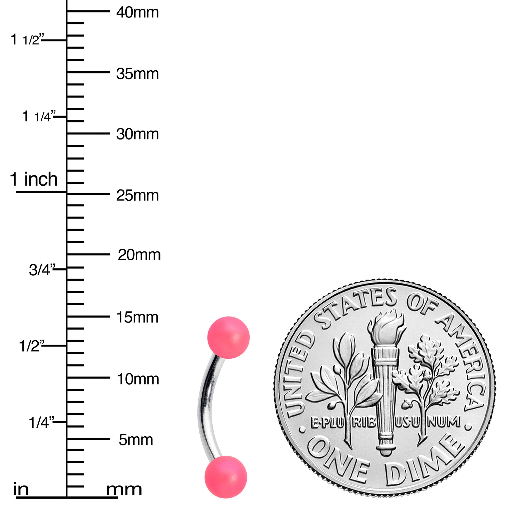 16G 5/16 Matte Pink Aurora Curved Eyebrow Ring