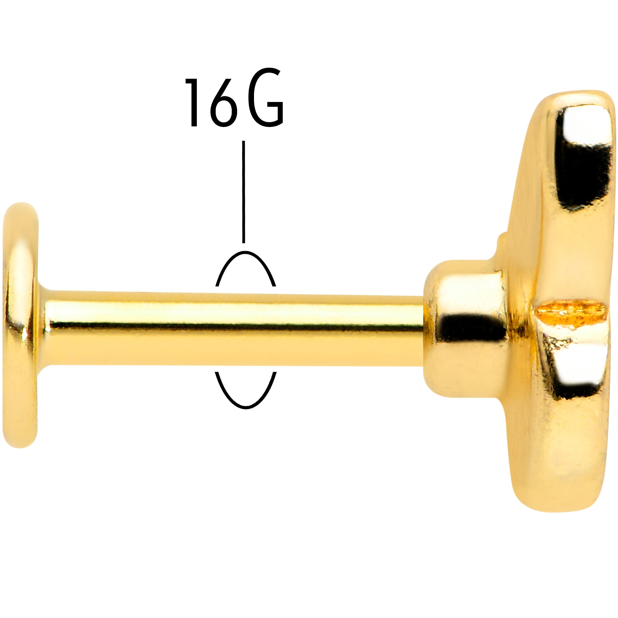 16G 1/4 Gold Tone Red Pink Blue Butterfly Labret Monroe Tragus