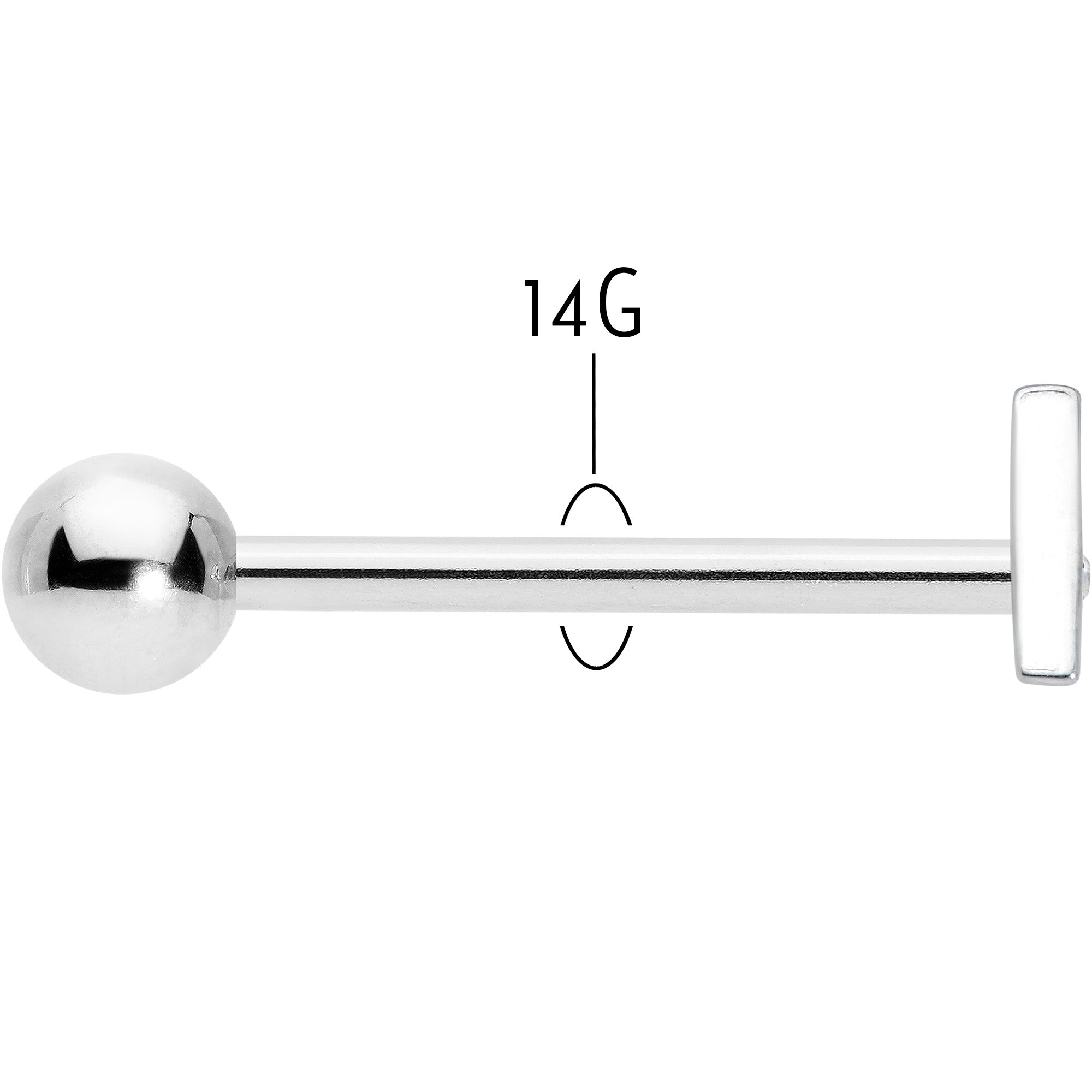 Clear Gem Double Triangle Barbell Tongue Ring