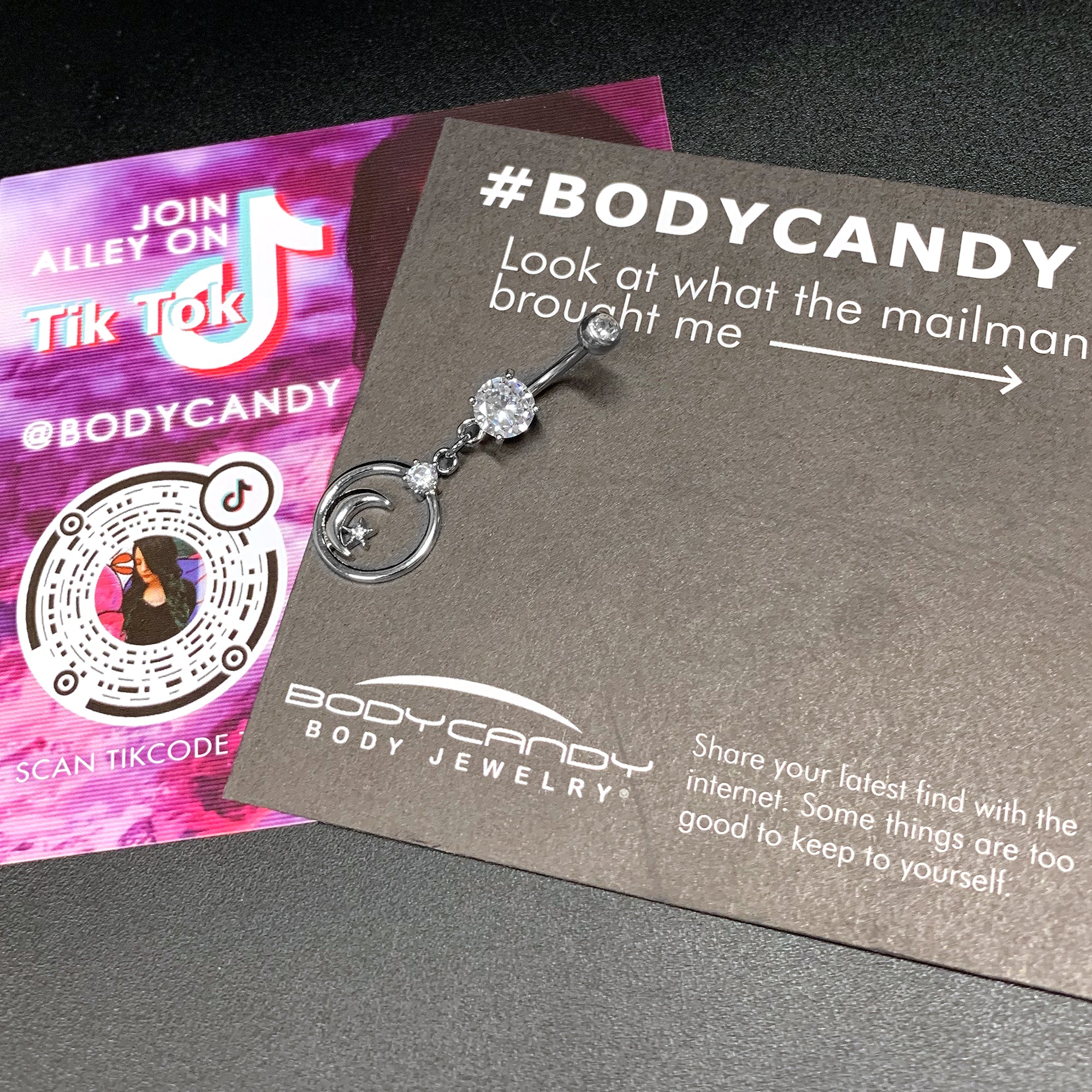 Clear Gem Star Crescent Moon Glamour Circle Dangle Belly Ring