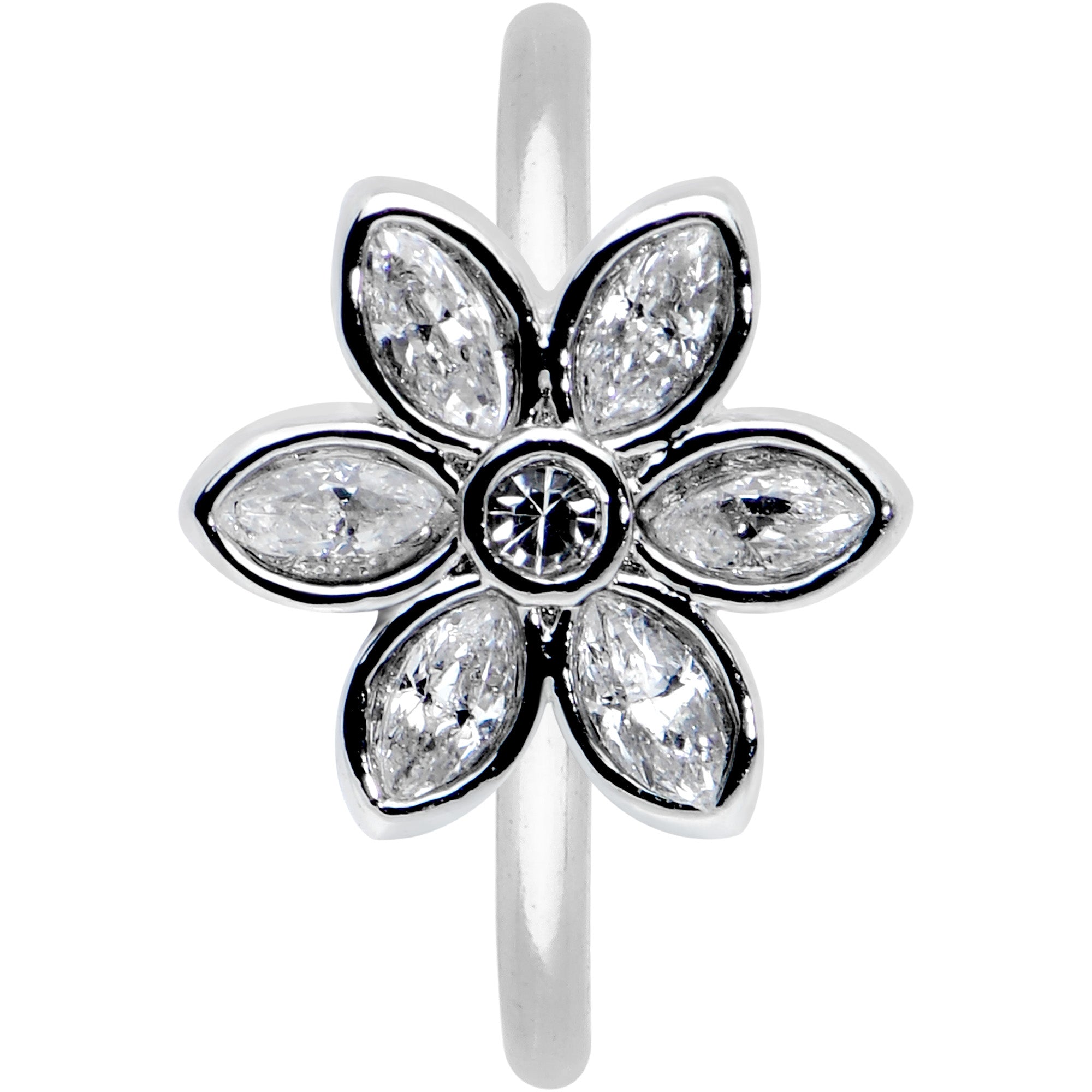 20G 5/16 Clear Gem Fancy Flower Seamless Nose Hoop