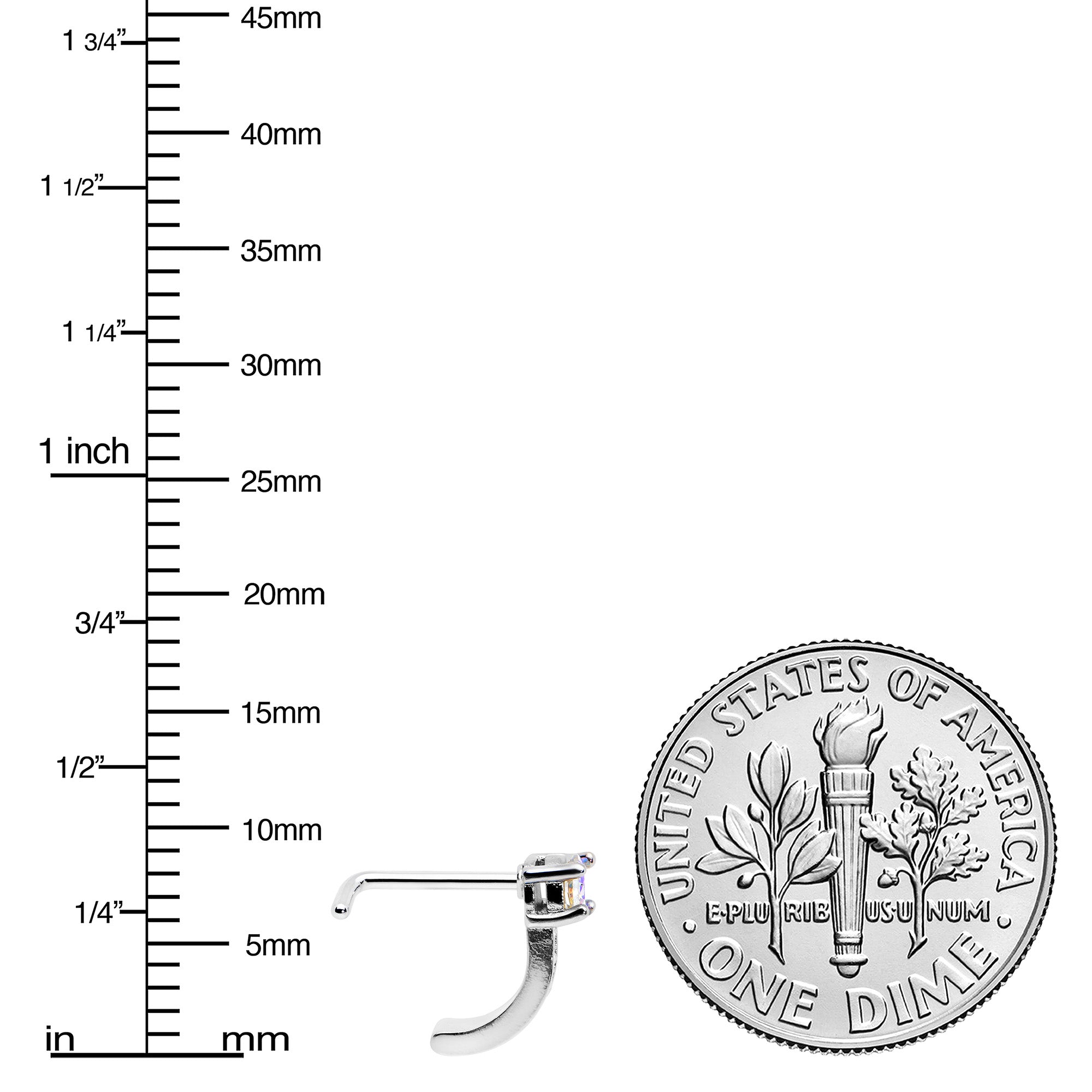 20G 1/4 Aurora Gem Texture Glam Faux Hoop L Shape Nose Ring