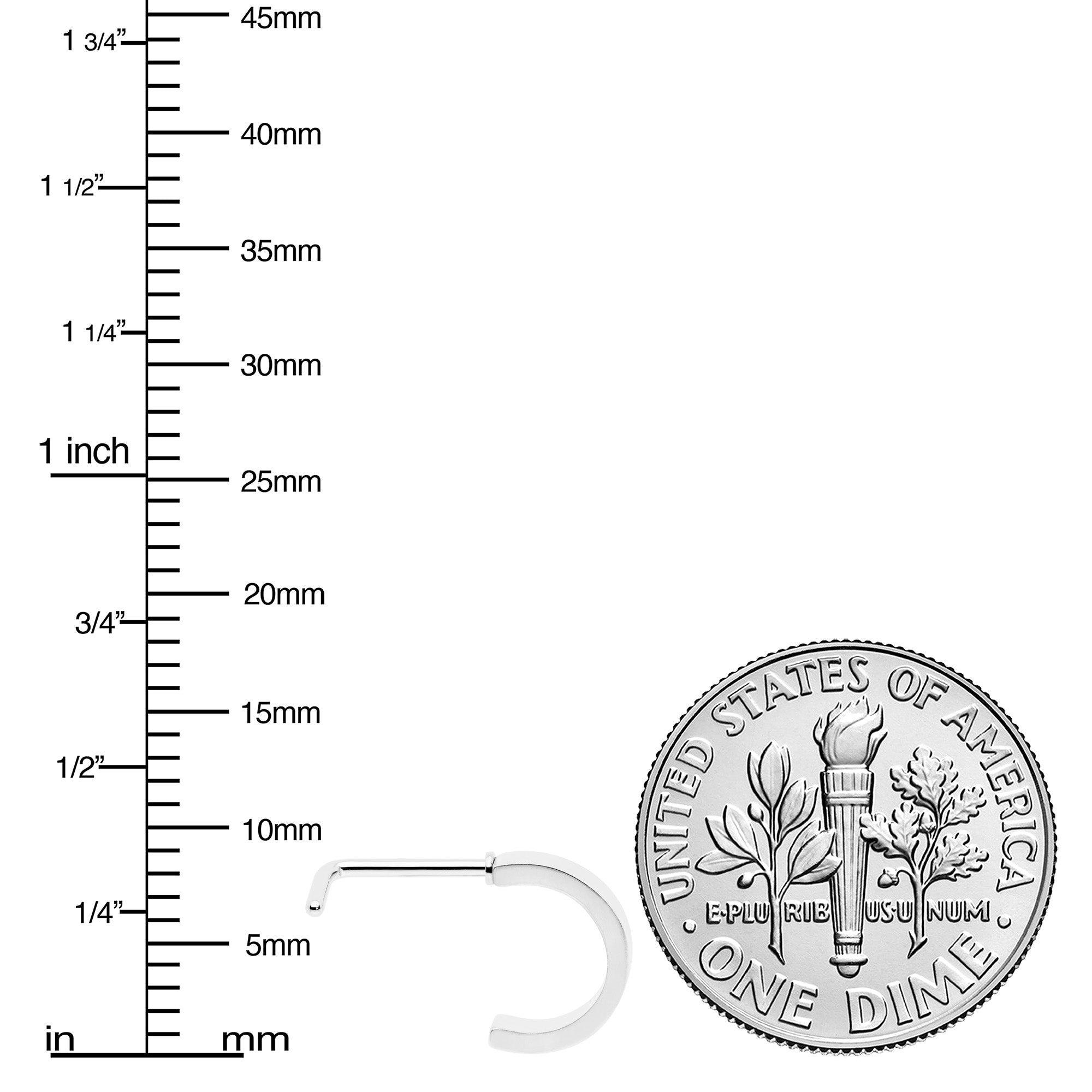 20G 1/4 Simply Smooth Faux Hoop L Shape Nose Ring