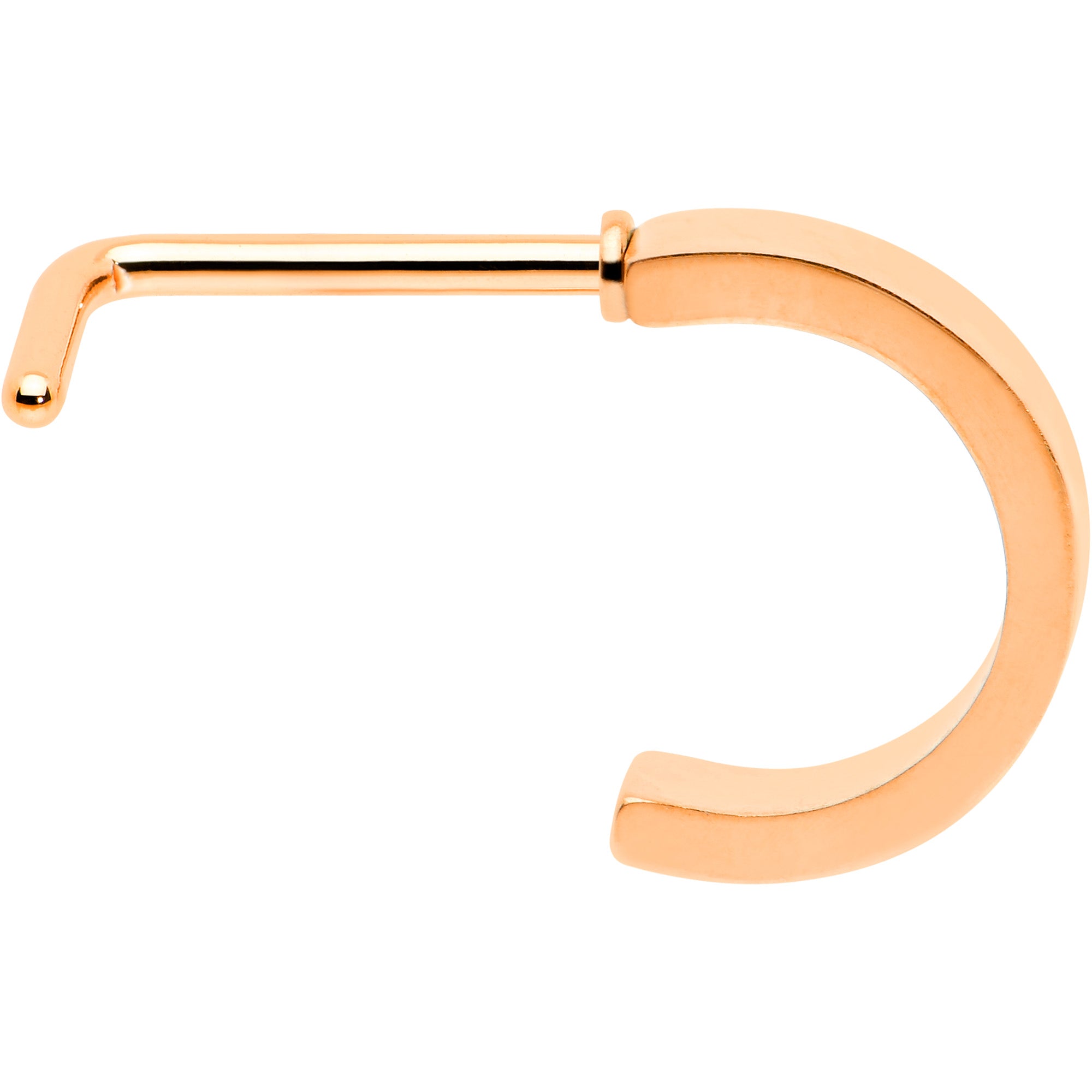 20G 1/4 Rose Gold Tone Simply Smooth Faux Hoop L Shape Nose Ring
