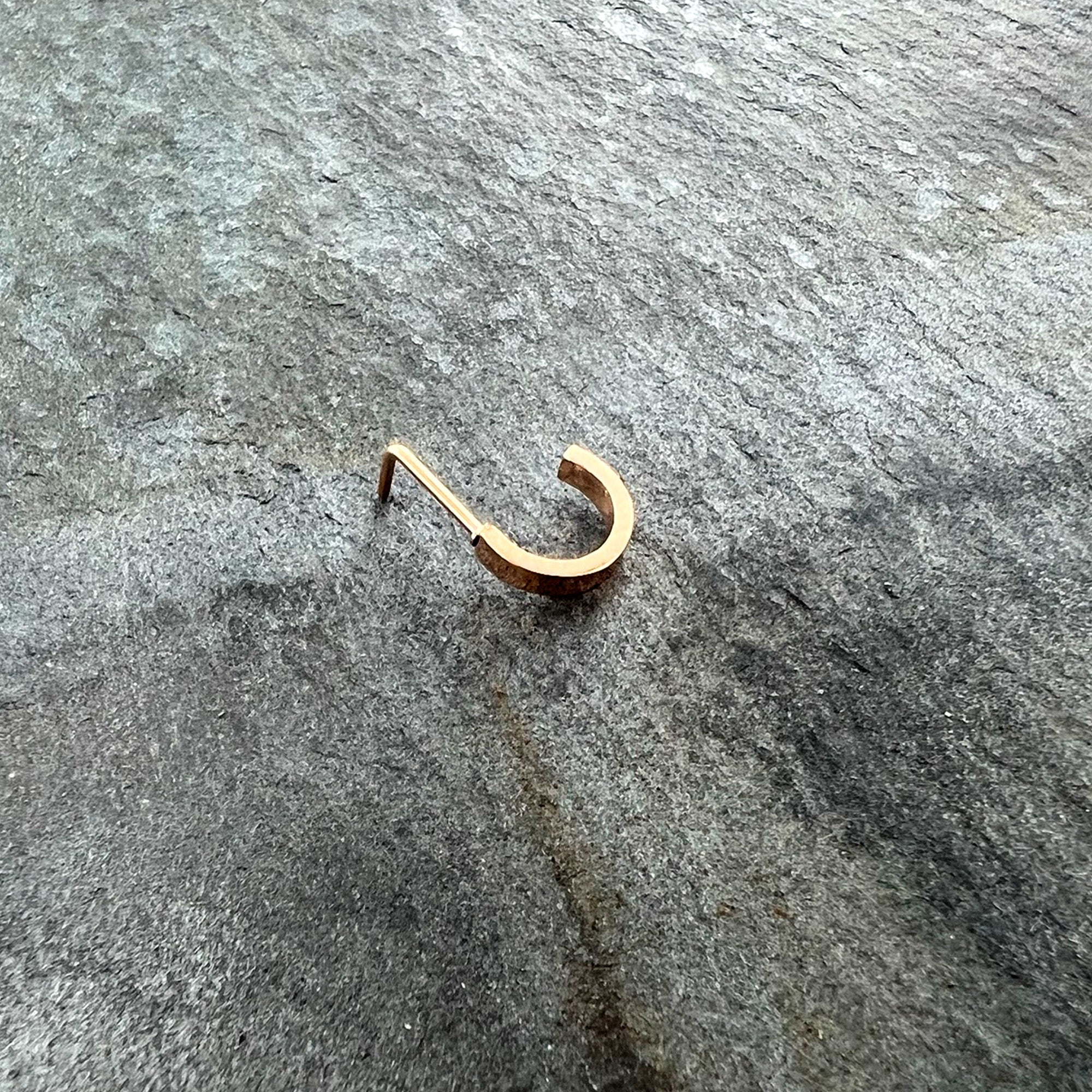 20G 1/4 Rose Gold Tone Simply Smooth Faux Hoop L Shape Nose Ring