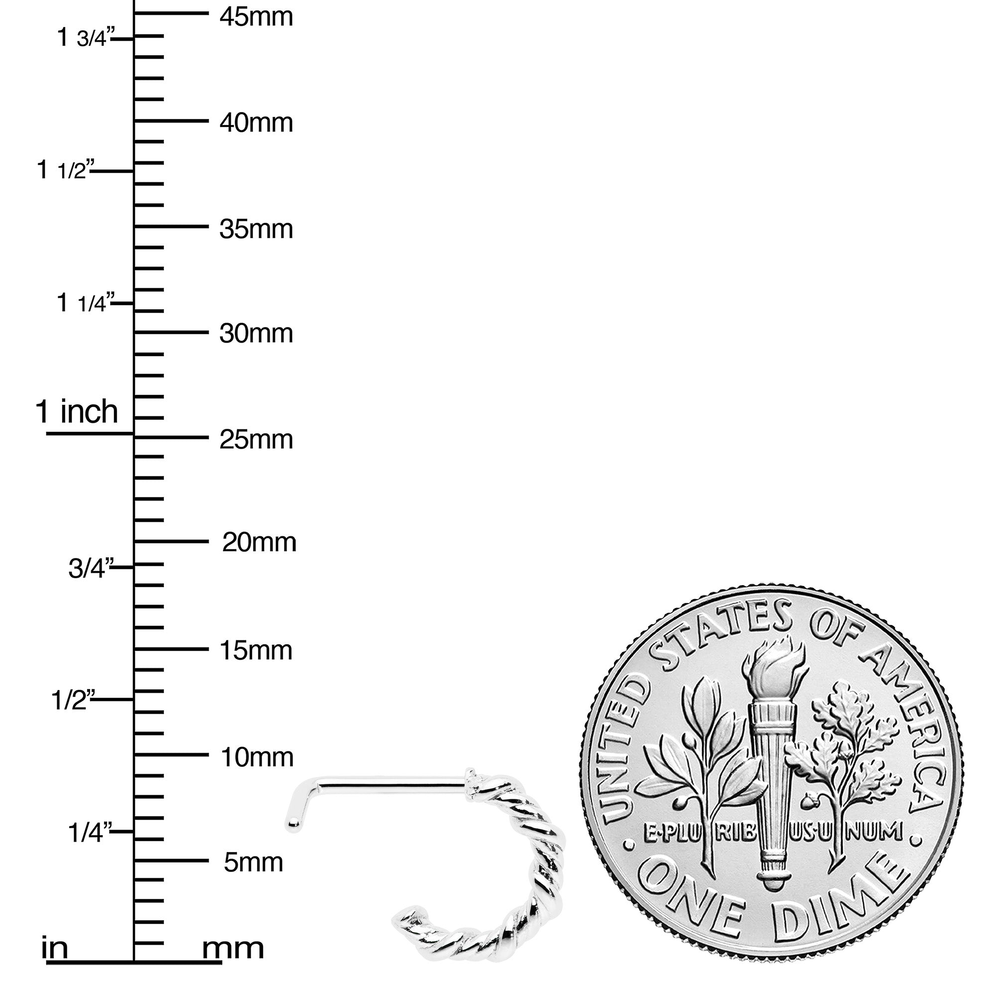 20G 1/4 Wicked Wire Faux Hoop L Shape Nose Ring