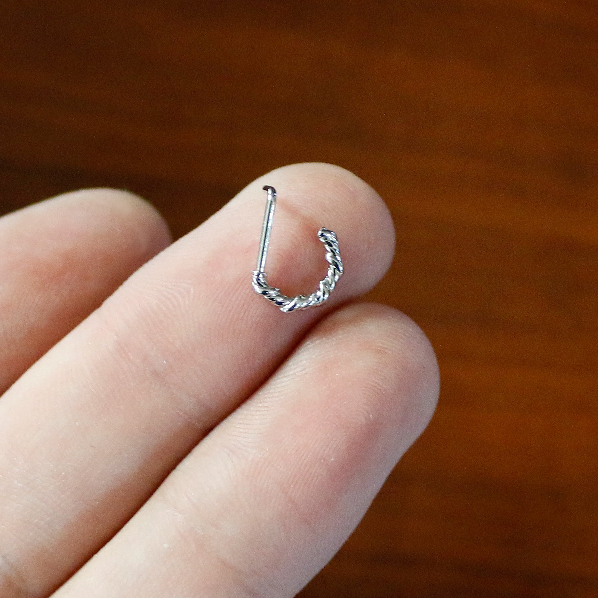 20G 1/4 Wicked Wire Faux Hoop L Shape Nose Ring