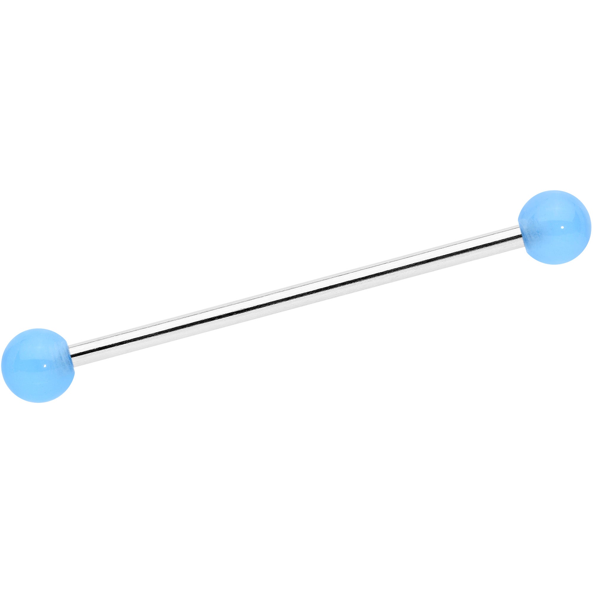 14G Baby Blue UV Glow Ends Industrial Barbell 31mm