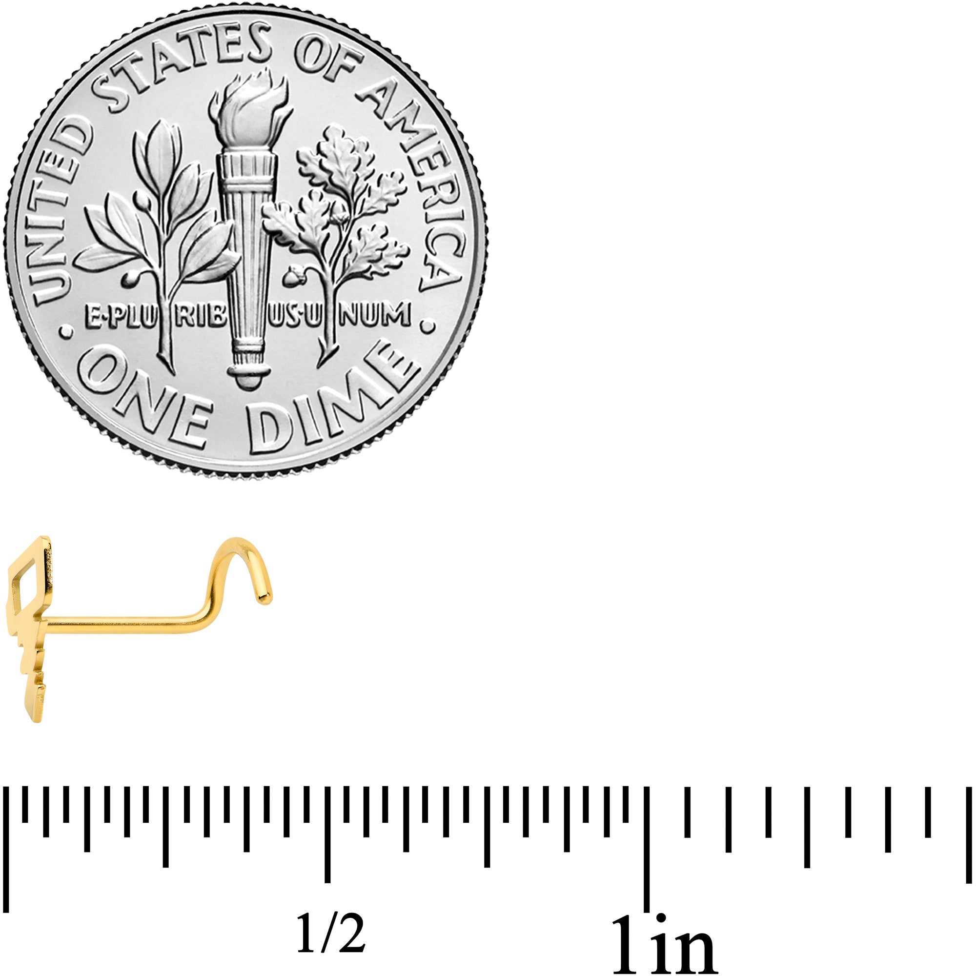 20G 7mm Gold Tone Stylish Key Left Side Nose Screw