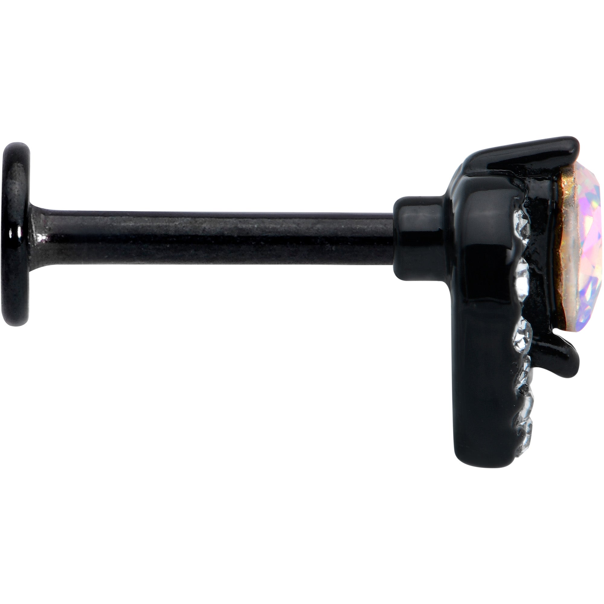 16G 5/16 Aurora Gem Black Rococo Hearts Labret Monroe Tragus