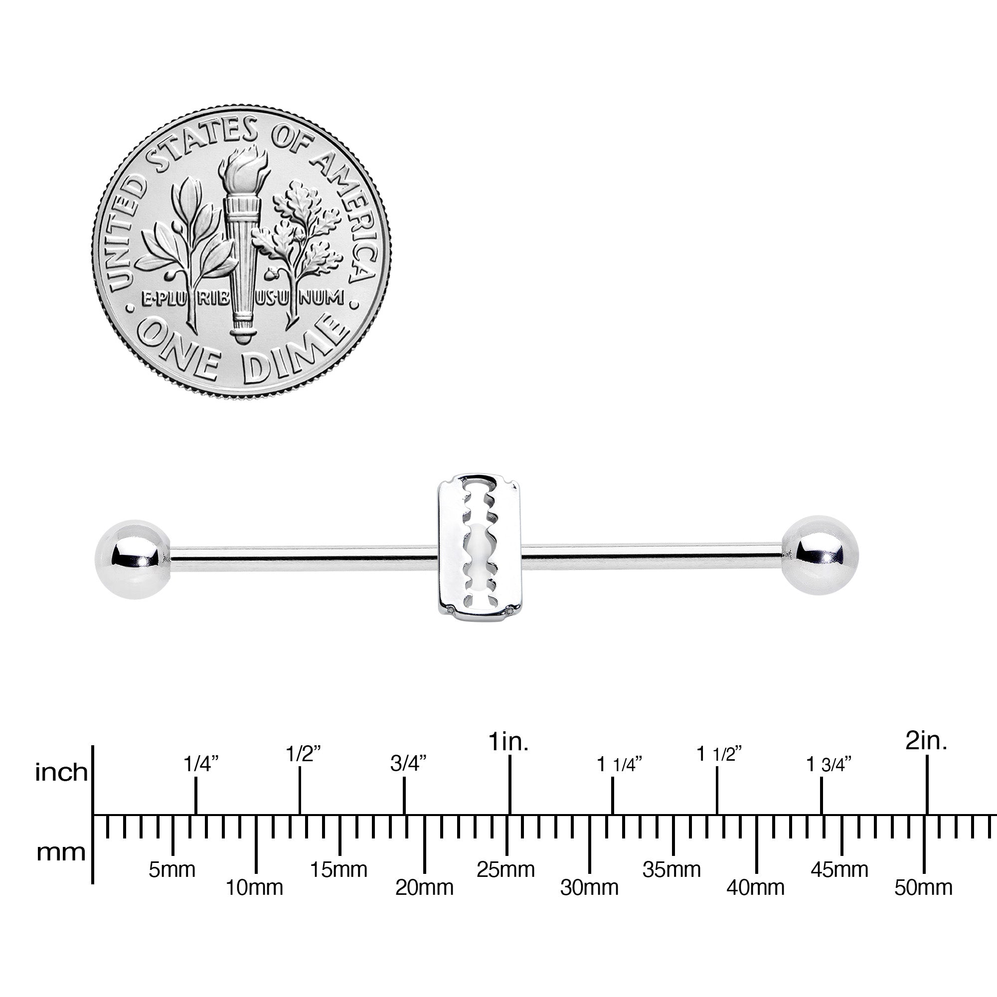 14G Razor Blade Industrial Barbell 38mm